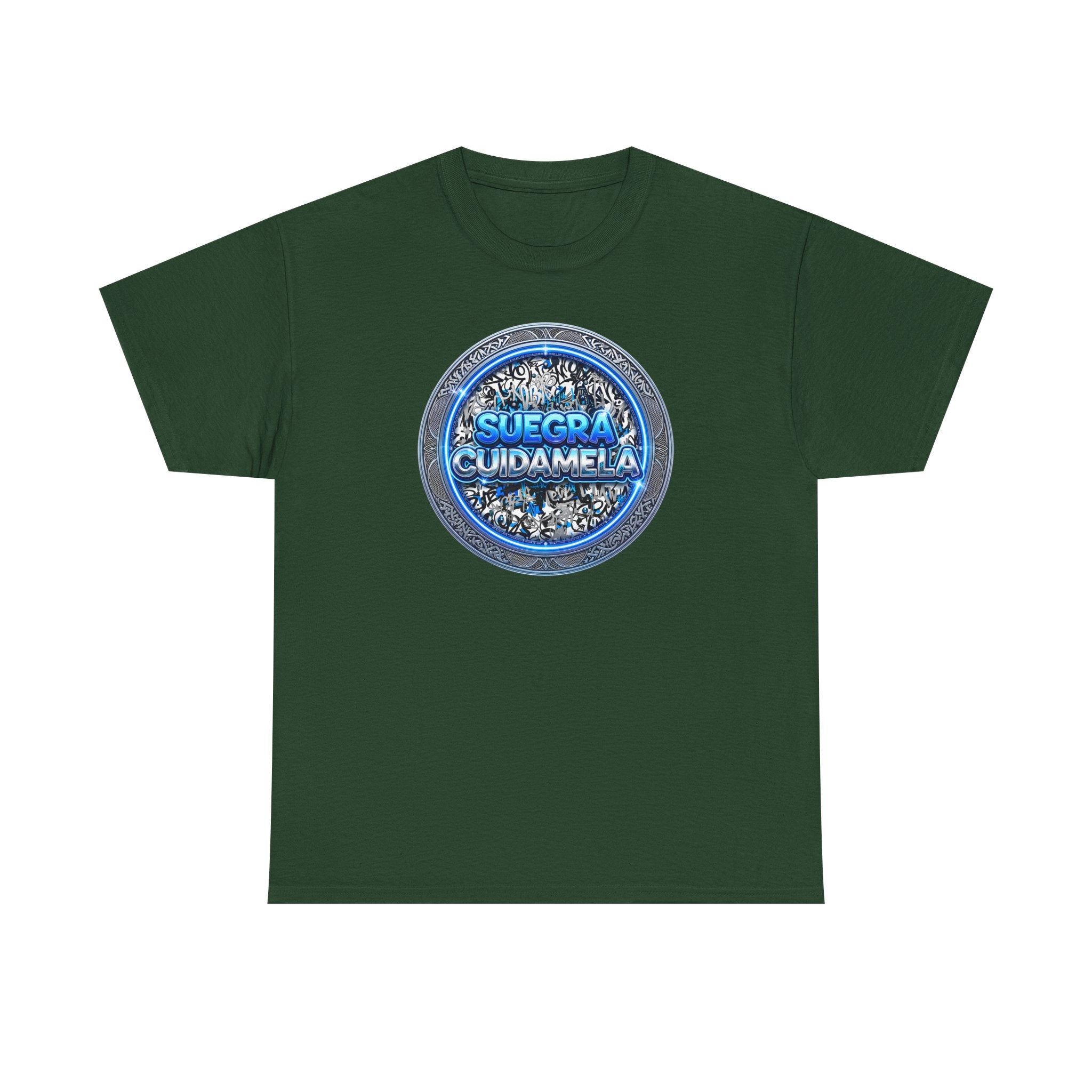 T-Shirt — Suegra Cuídame (Blue Floral Emblem)