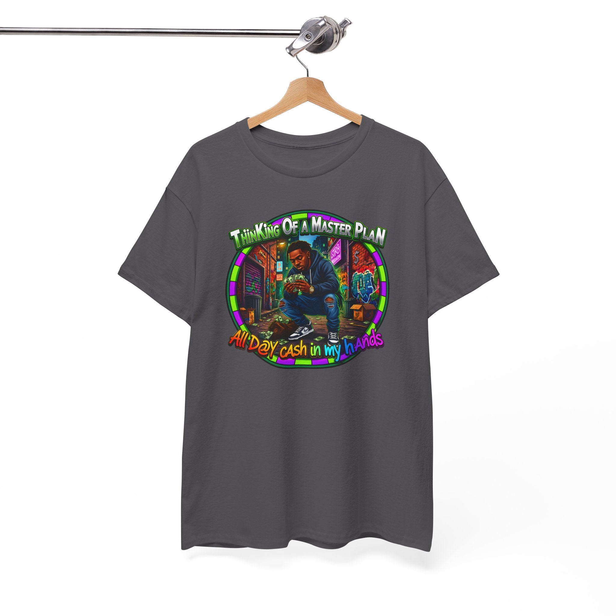 T-Shirt — "Thinking of a Master Plan" Colorful Retro Hip-Hop Graphic Tee