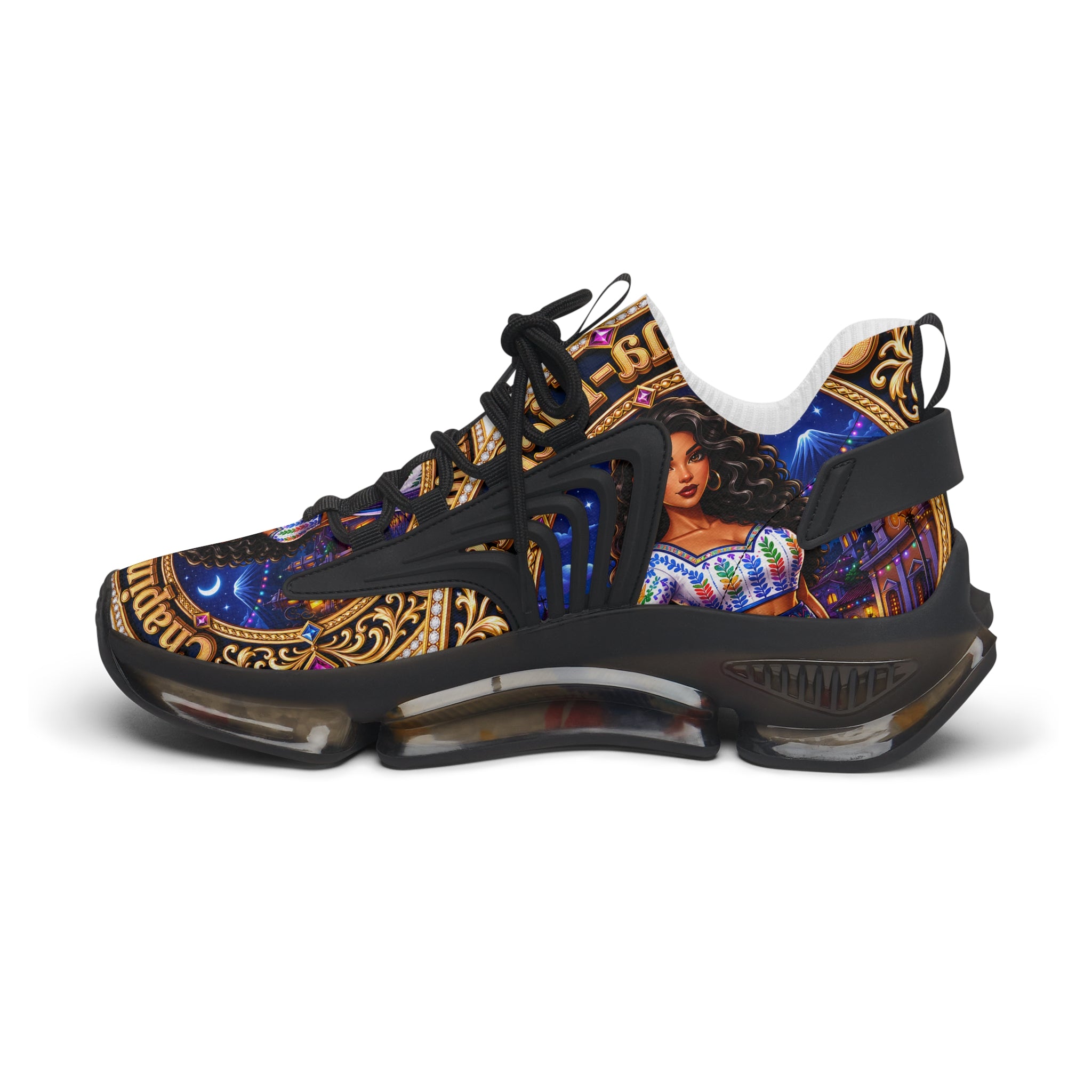 Women's Mesh Sneakers — Colorful Folklore Print Athletic Shoes