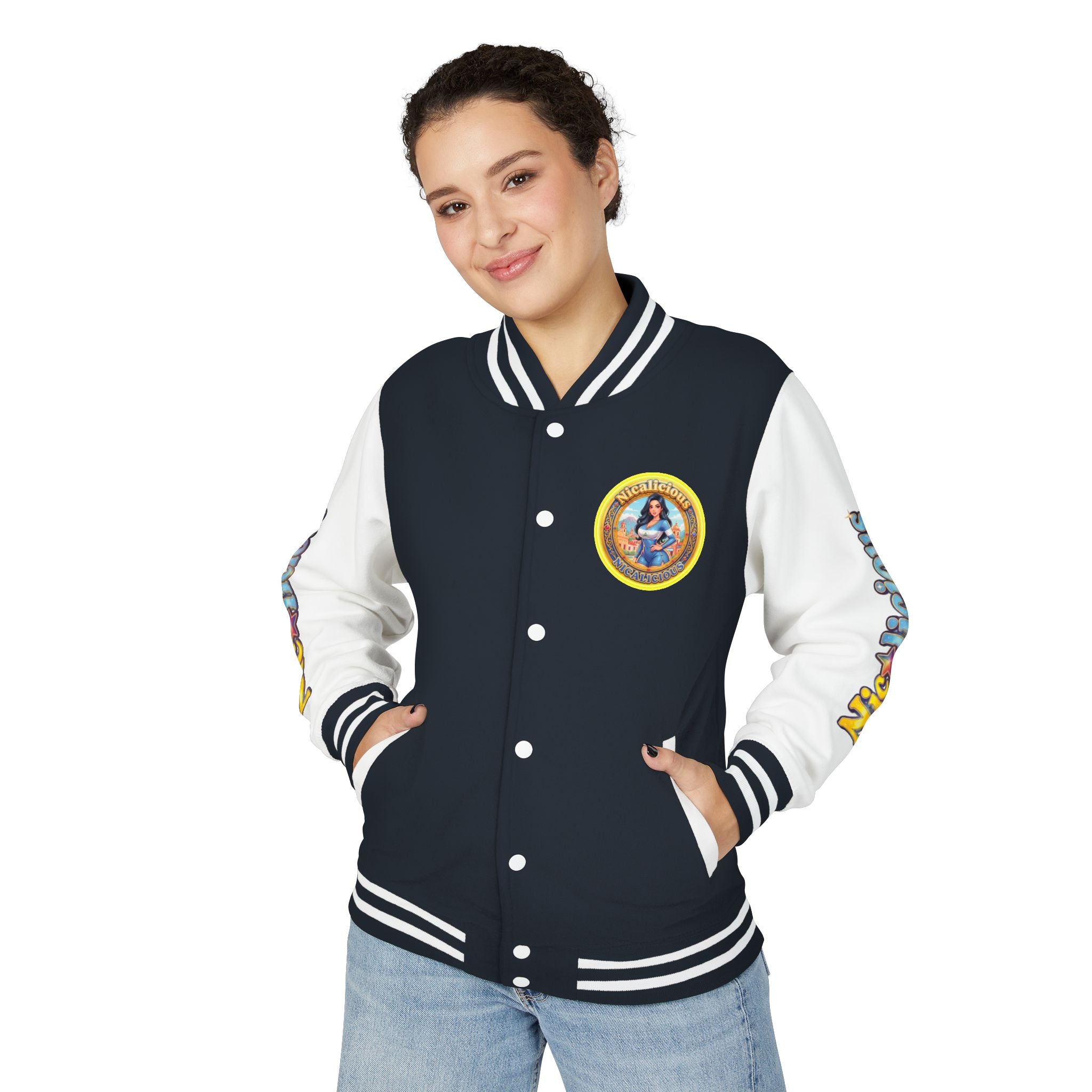 Letterman Jacket — 'Nicalicious' Retro Badge Varsity Jacket