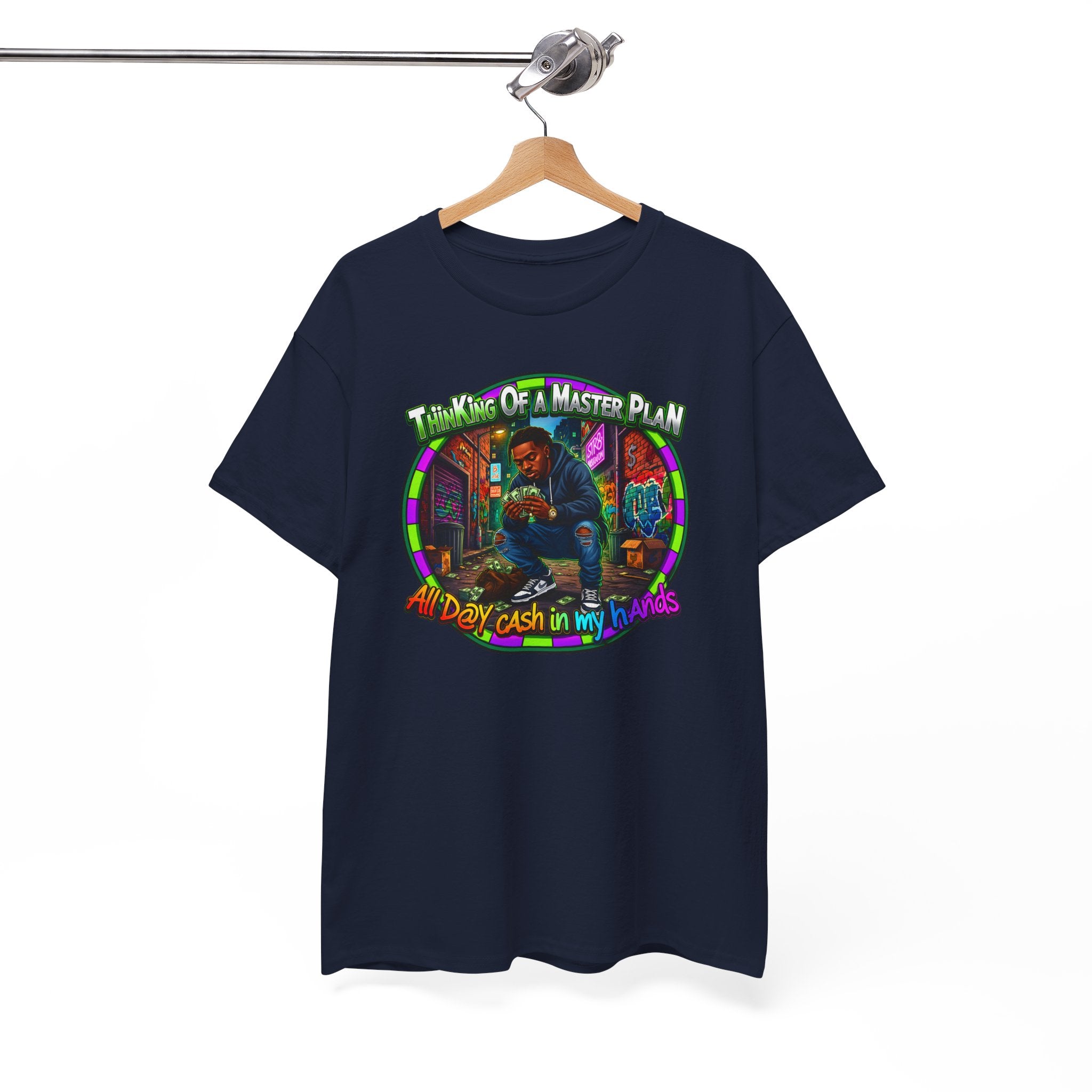 T-Shirt — "Thinking of a Master Plan" Colorful Retro Hip-Hop Graphic Tee