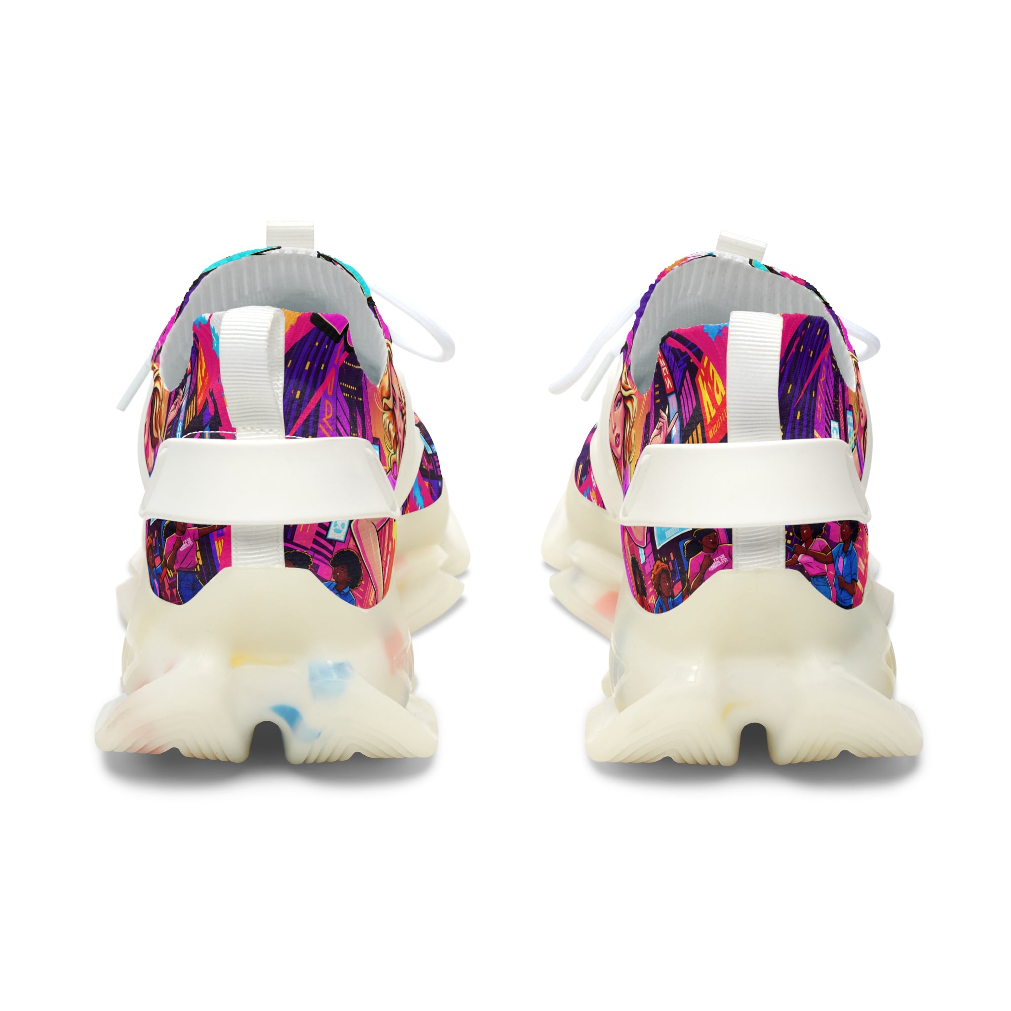 Women's Mesh Sneakers — "Shake Your Love Dance "Colorful Retro Pop Art Graphic Trainers
