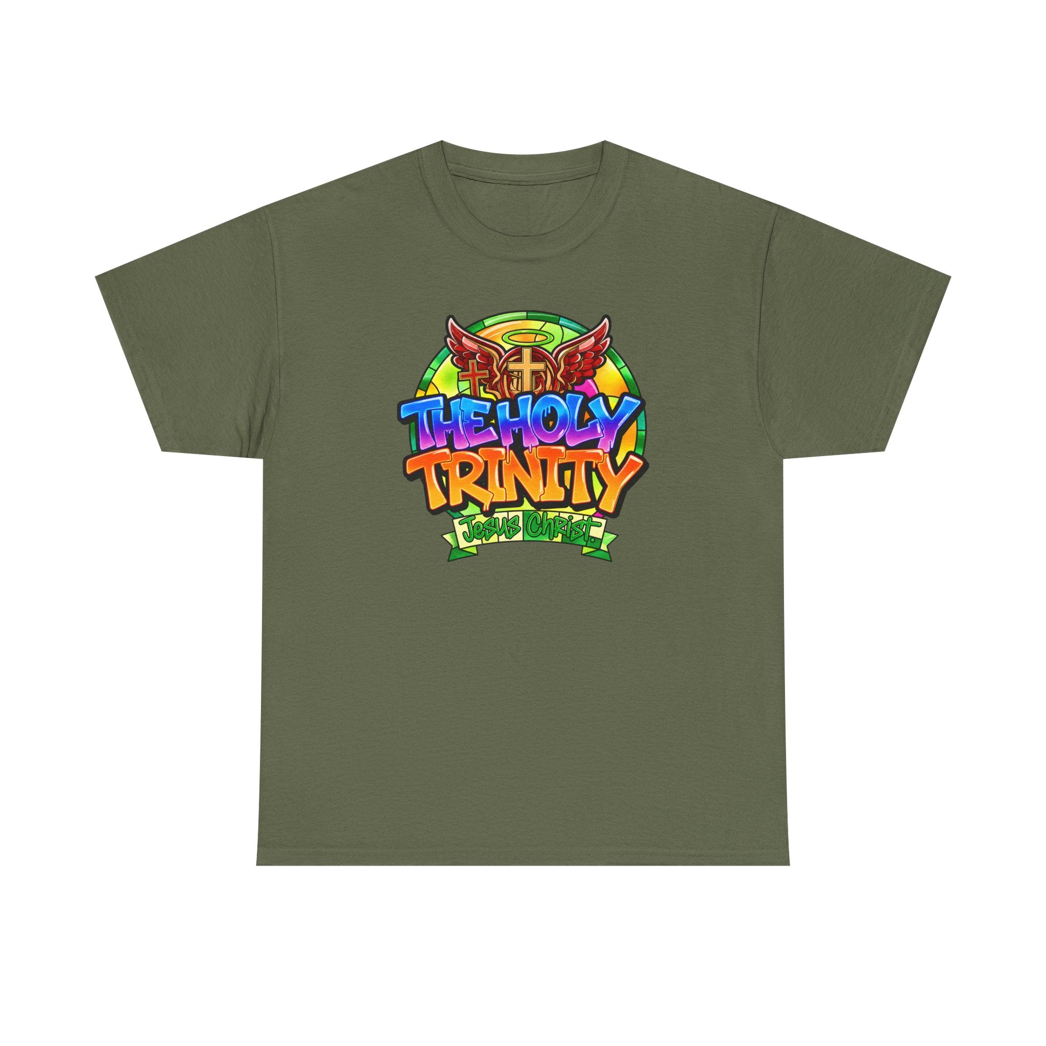 Holy Trinity Graphic Tee — Colorful Faith-Inspired Streetwear T-Shirt