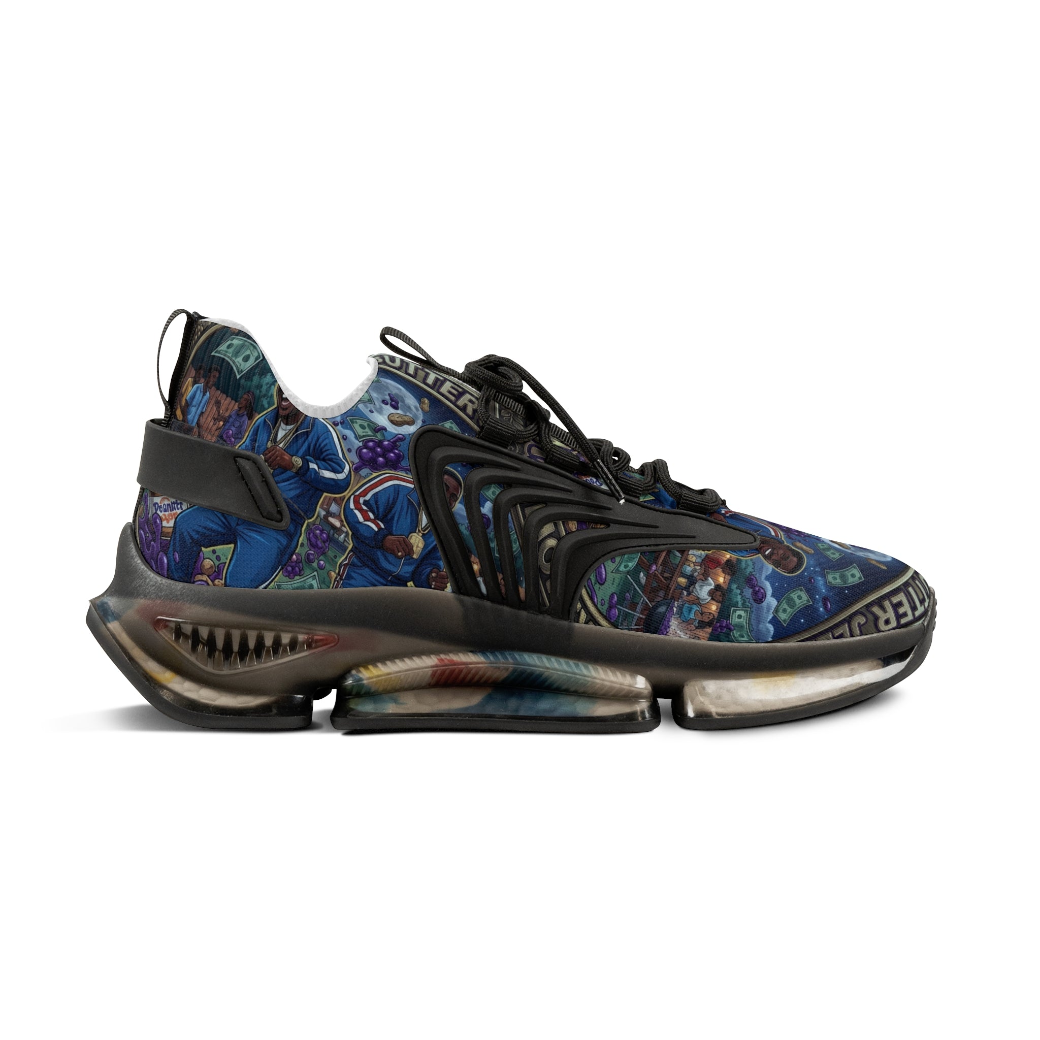 Men's Mesh Sneakers — "Peanut Butter Jelly"Cosmic Blue Graphic Athletic Shoes