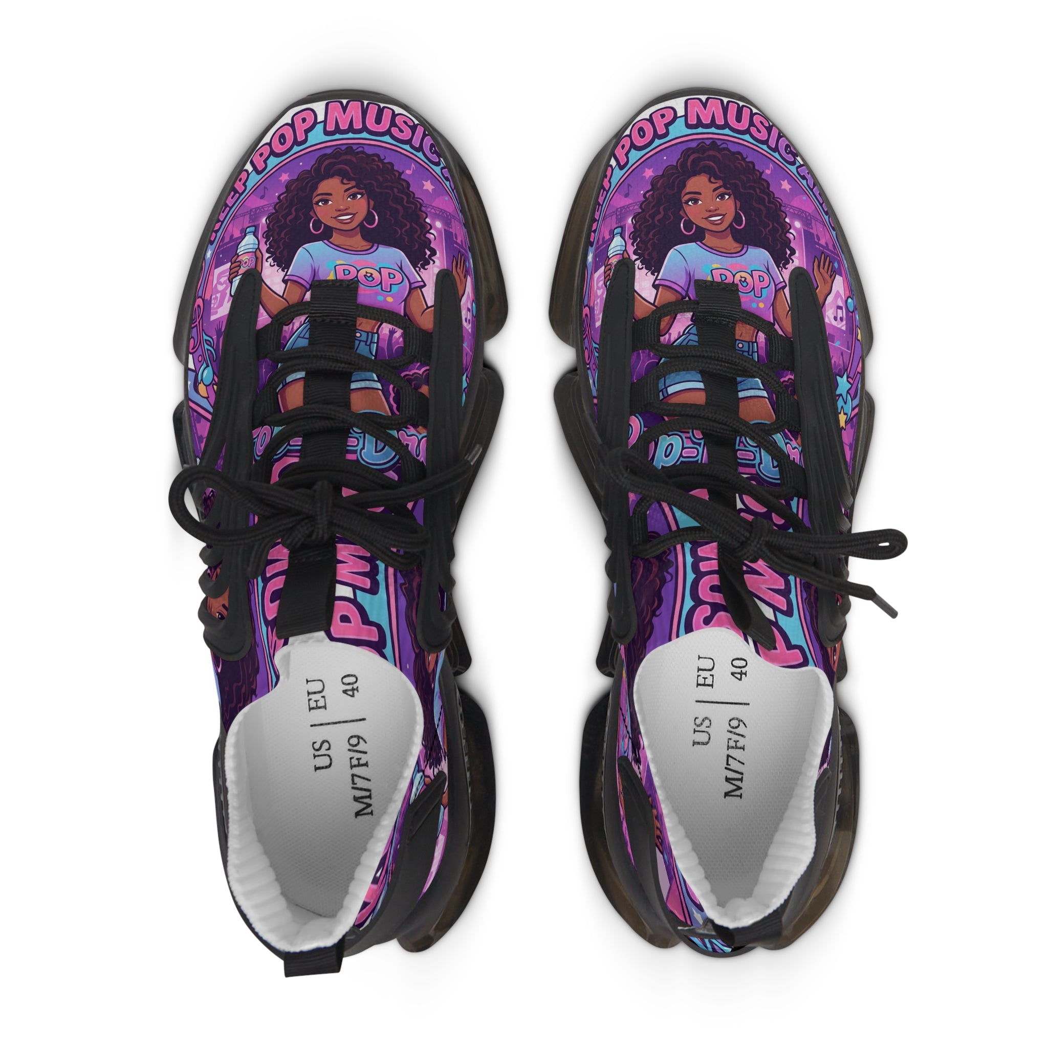 Women’s Mesh Sneakers —" Keep  Pop Music  Alive "Retro Pop Music Graphic Athletic Shoes