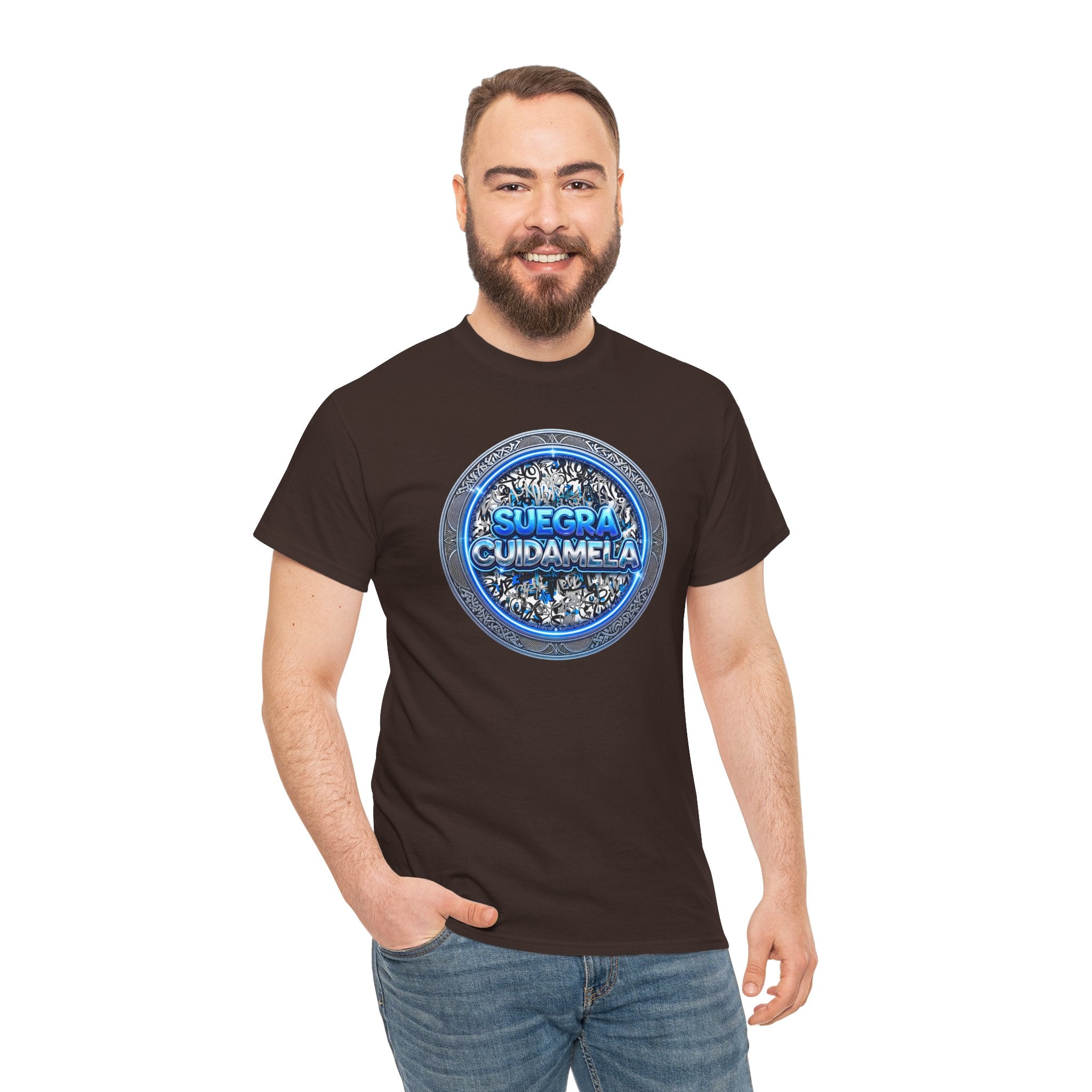 T-Shirt — Suegra Cuídame (Blue Floral Emblem)