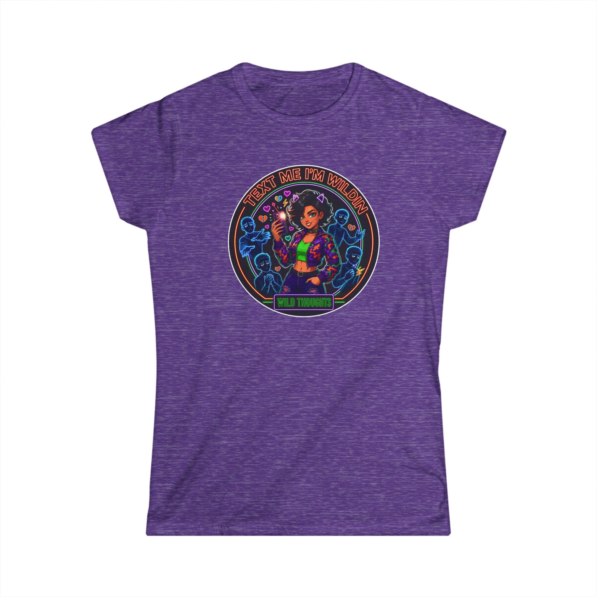 Women's Tee — "Text Me, I'm Wilding" Vibrant Cosmic Girl Graphic
