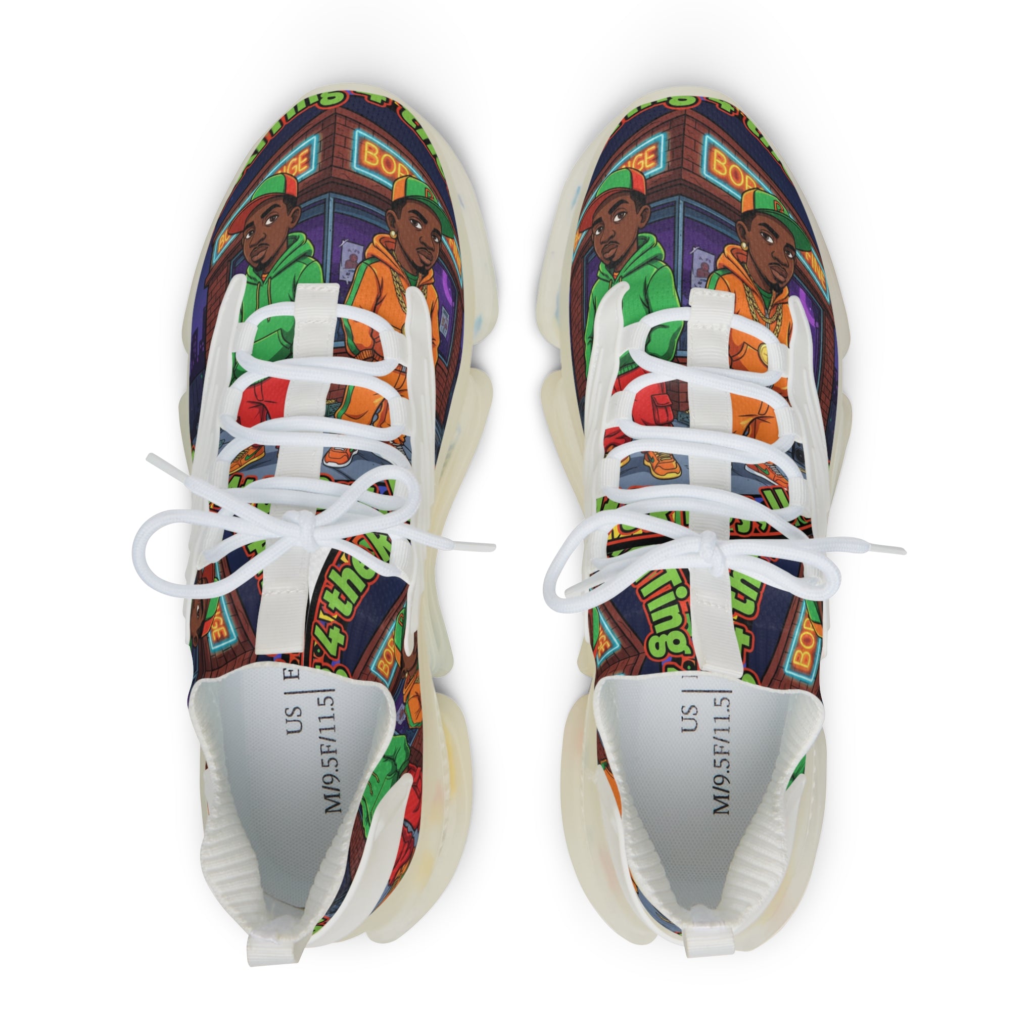 Mesh Sneakers — "I'm Waiting For The Re-Up"Urban Retro Street Art Print Men’s Athletic Shoes