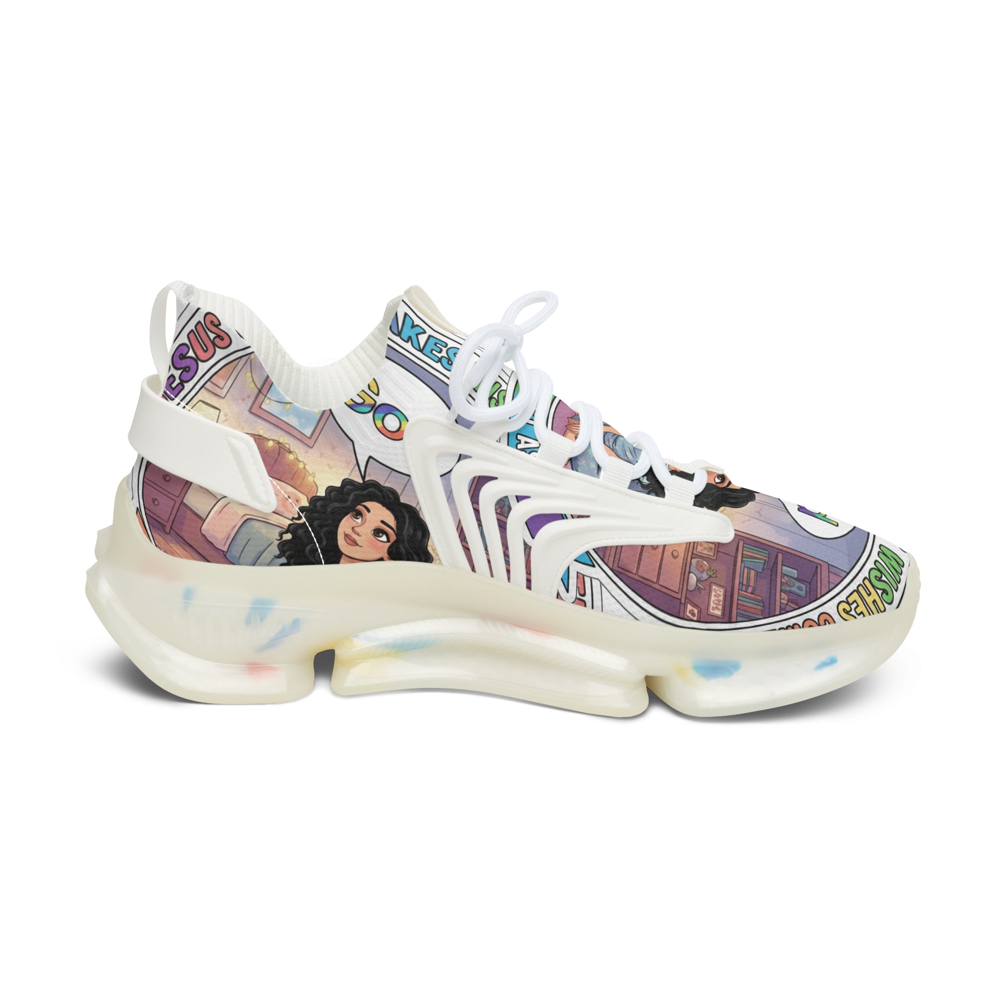 Mesh Sneakers — Inspirational  "Jesus Christ Makes Wishes Come True "Graphic Women’s Athletic Shoes