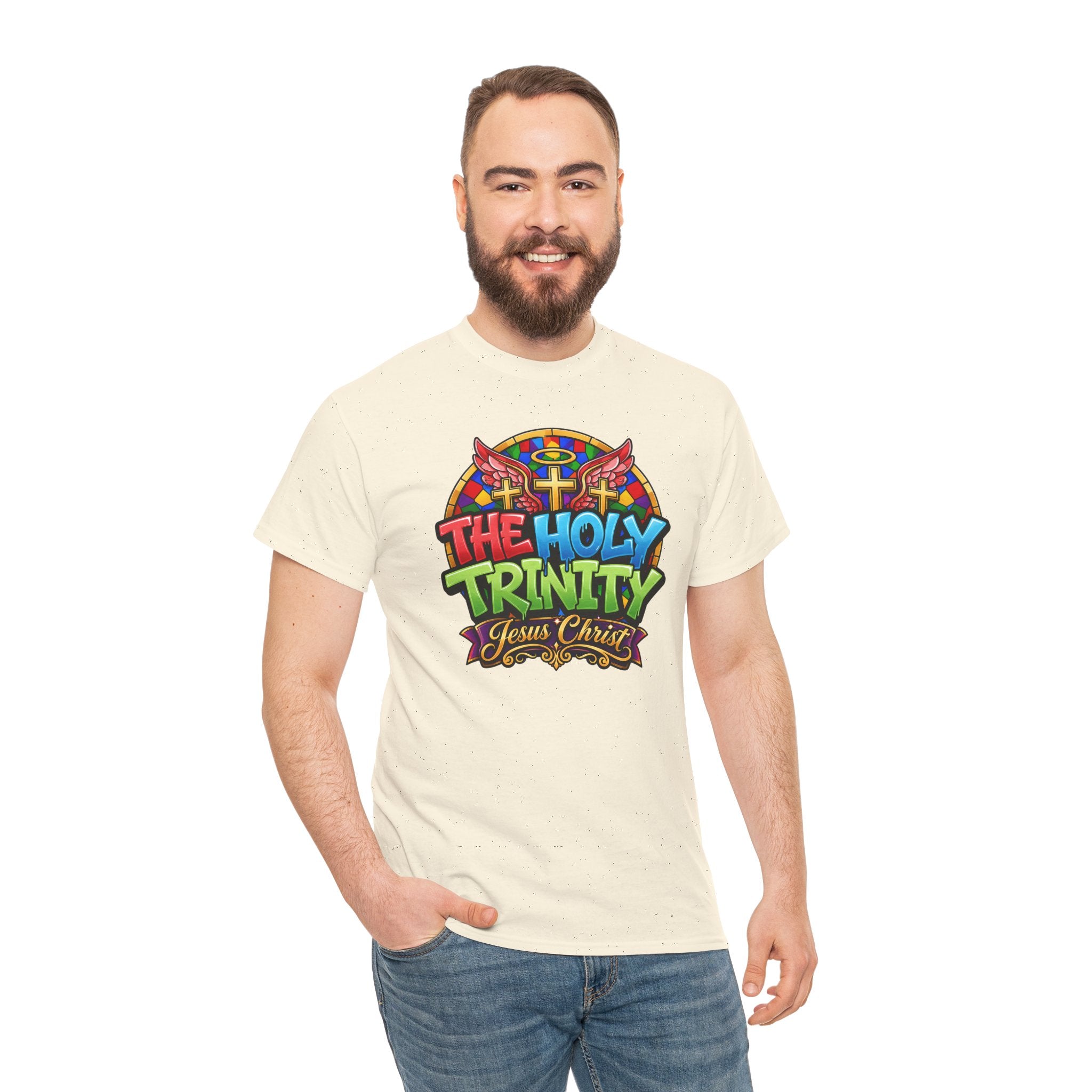 Holy Trinity Graphic Tee — 'The Holy Trinity Jesus Christ' Colorful Faith T-Shirt