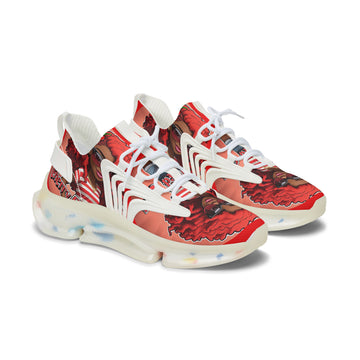 Red Curly-Haired Girl Athletic Sneakers — " Cherry Red Girl "Women's Fashion Mesh Shoes