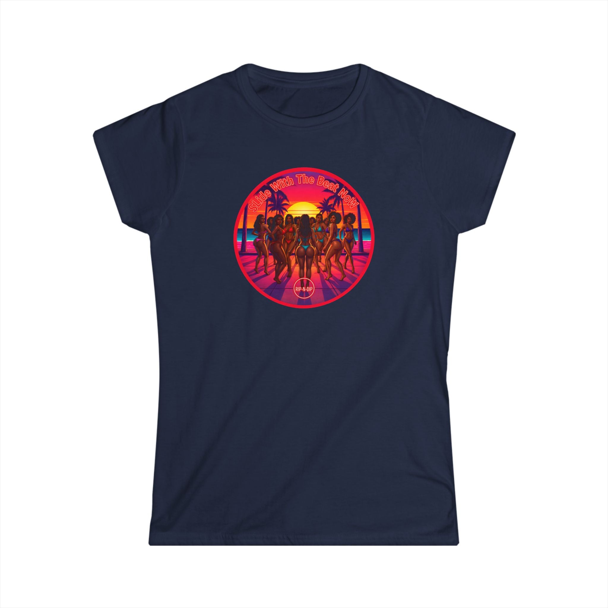 Women's Softstyle Tee — '' Slide With The Best Now" Classic White Crewneck T-Shirt