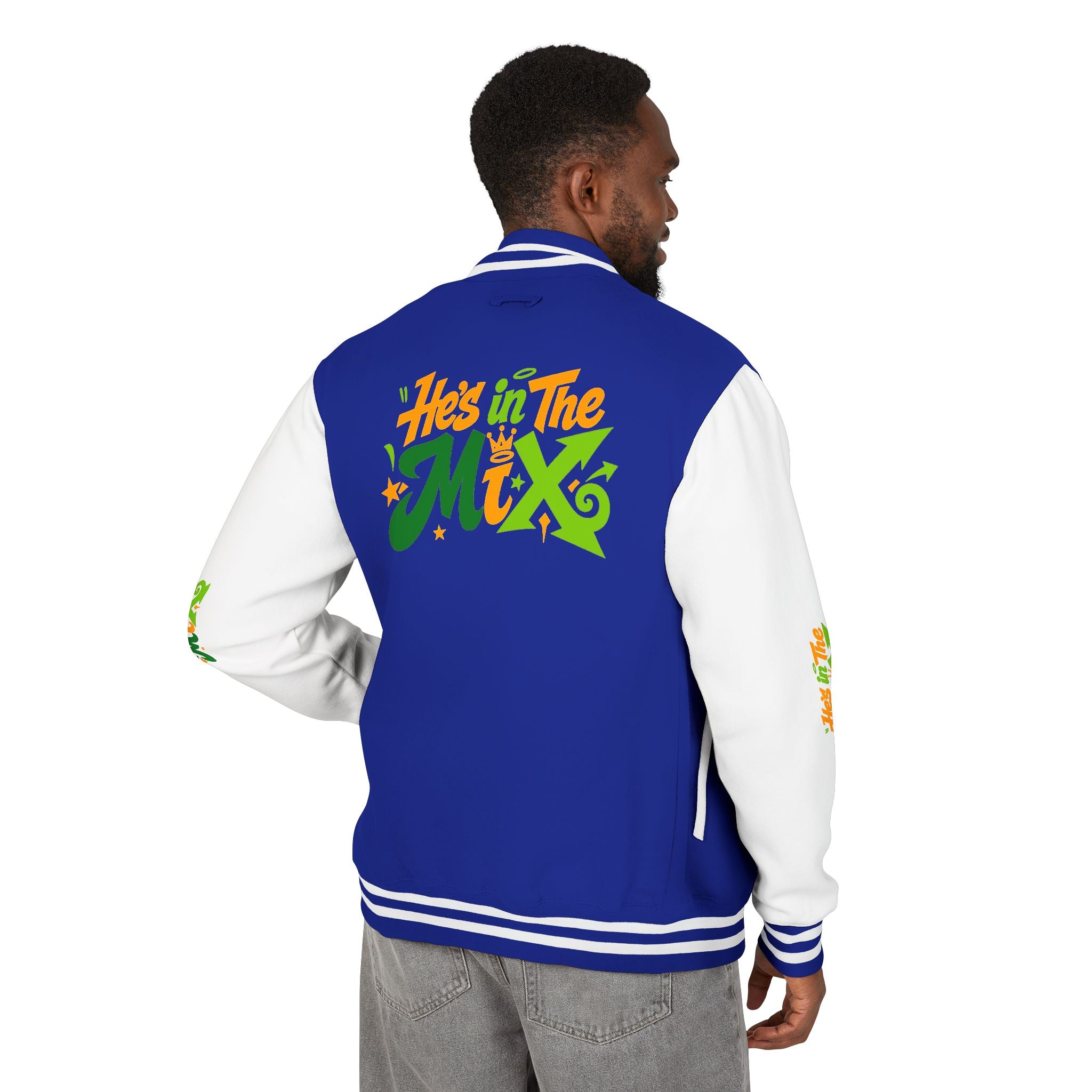 Letterman Jacket - "He's in the Mix" Retro Graffiti Varsity Jacket