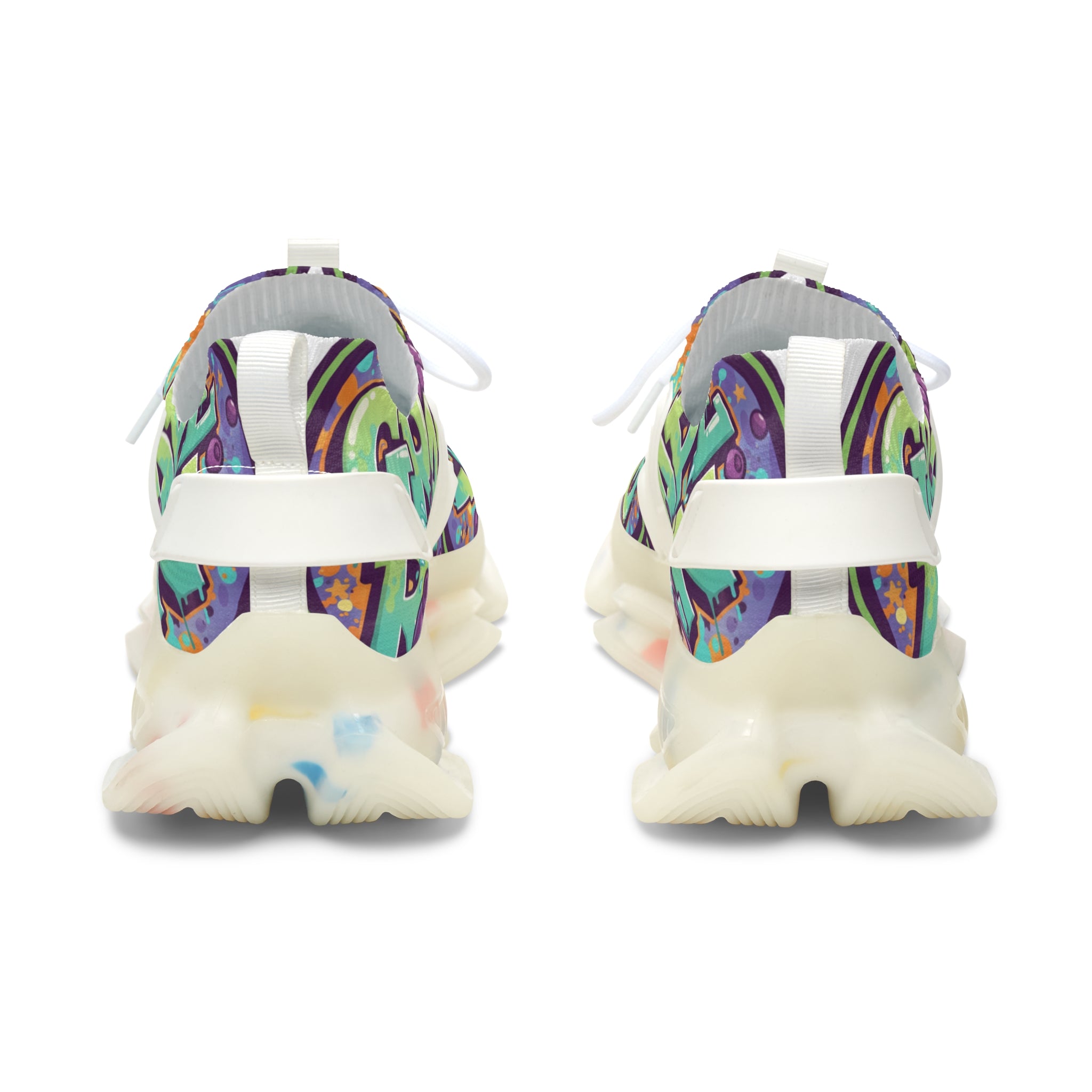Grape Graffiti Mesh Sneakers — " Grape Run" Colorful Streetwear Athletic Shoes