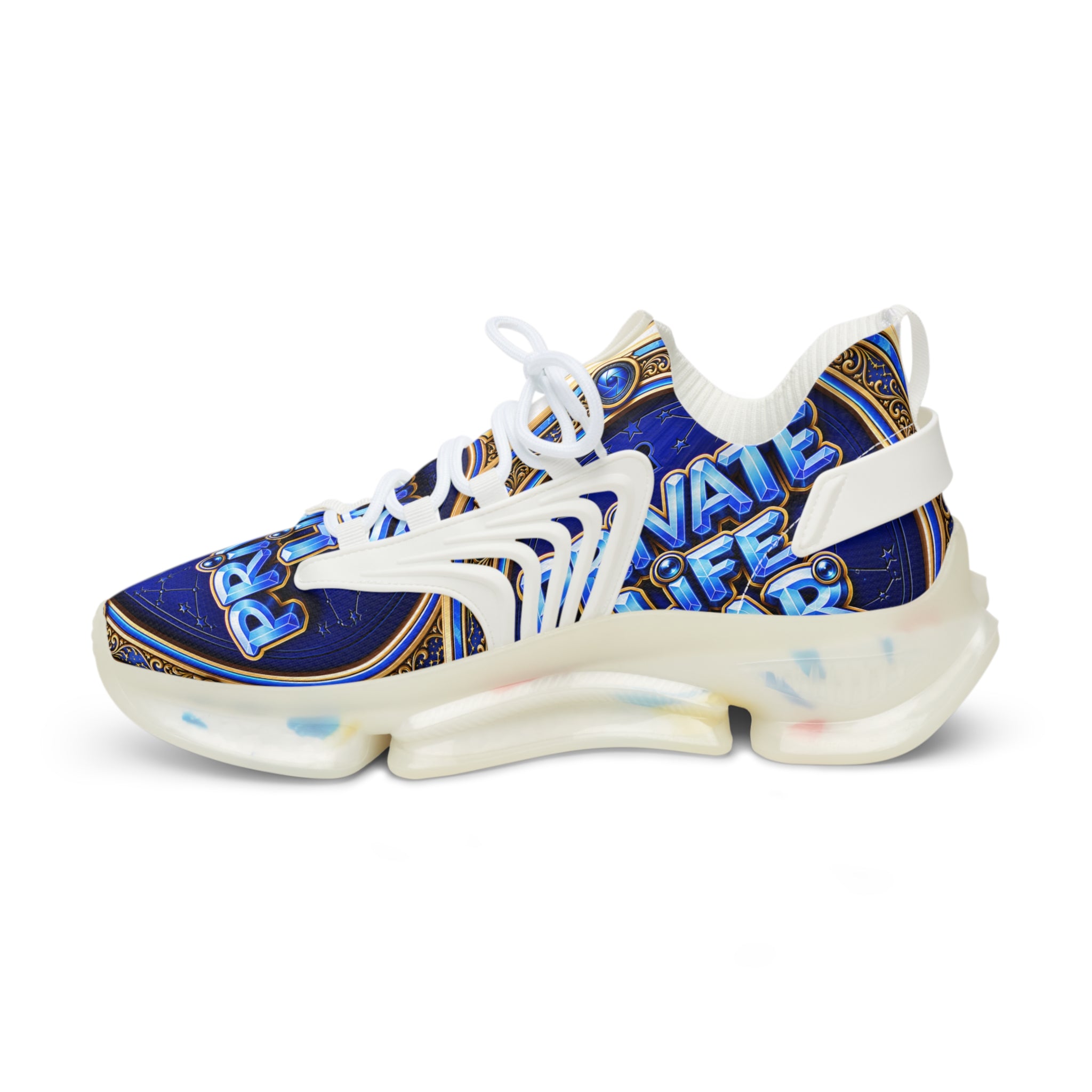 Mesh Sneakers — 'Private Life Style "Bold Blue Graphic Athletic Shoes