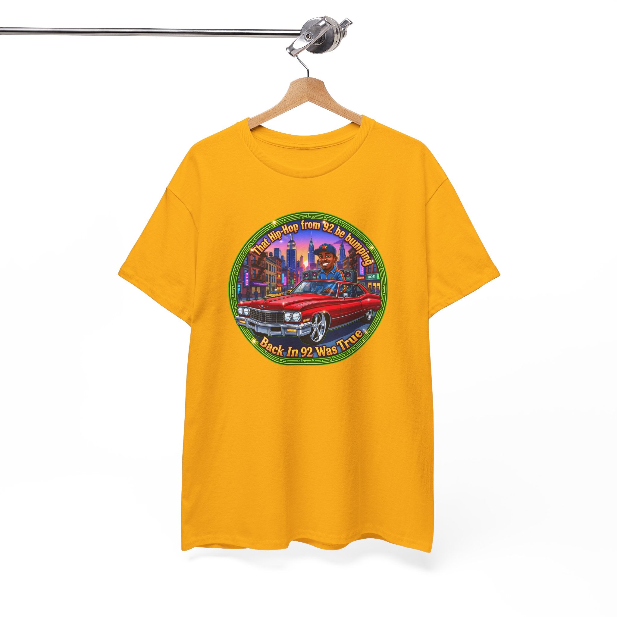 Vintage Red Convertible T-Shirt – “That Hip-hop From 92 Be Bumping" Retro City Cruise Tee