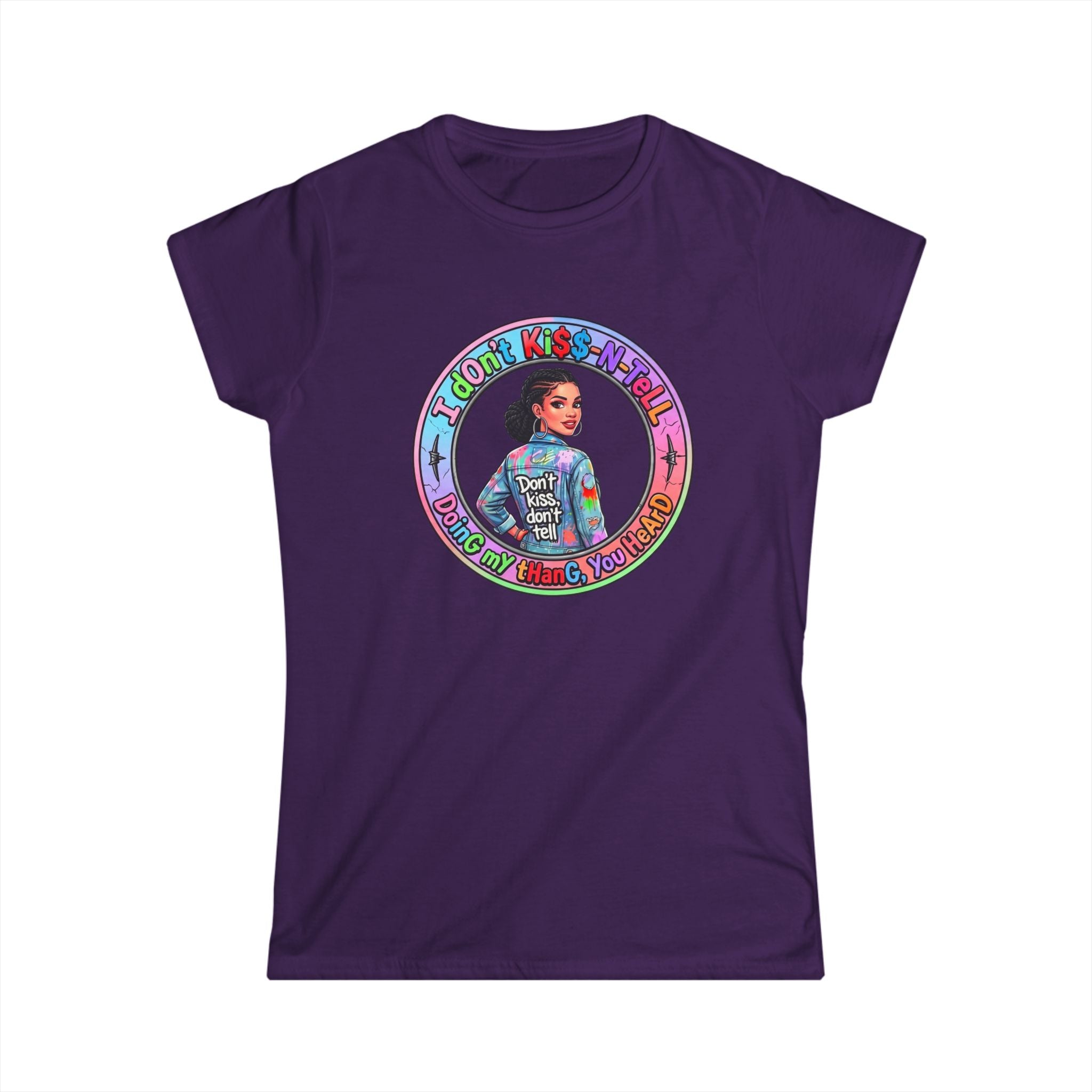 Women's Tee — 'I Don't Kiss-N-Tell" Vintage-Inspired Afro Pride Graphic