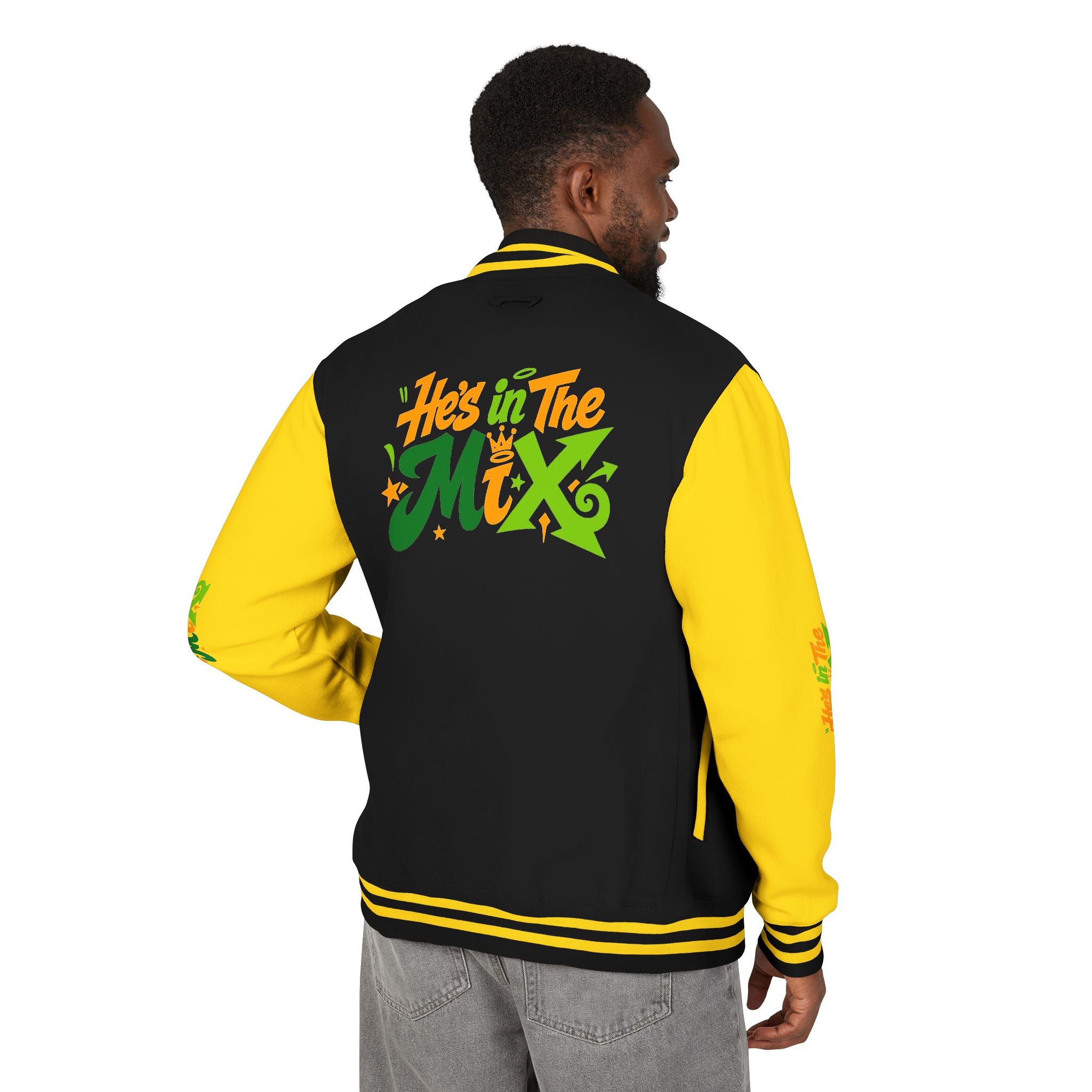 Letterman Jacket - "He's in the Mix" Retro Graffiti Varsity Jacket