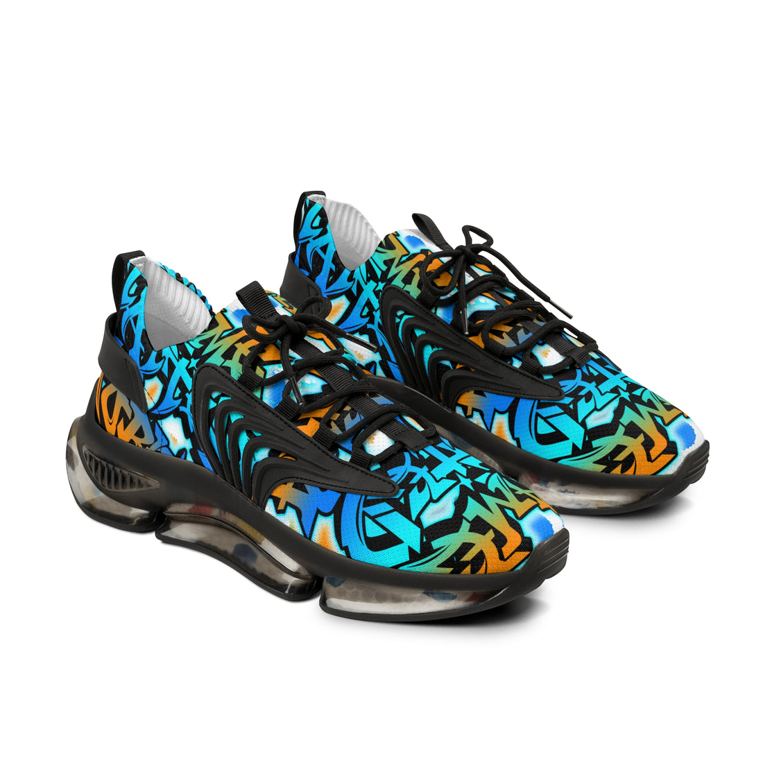 Mesh Sneakers —" Gamer Tatted Foreva" Graffiti Streetwear Athletic Shoes for Men