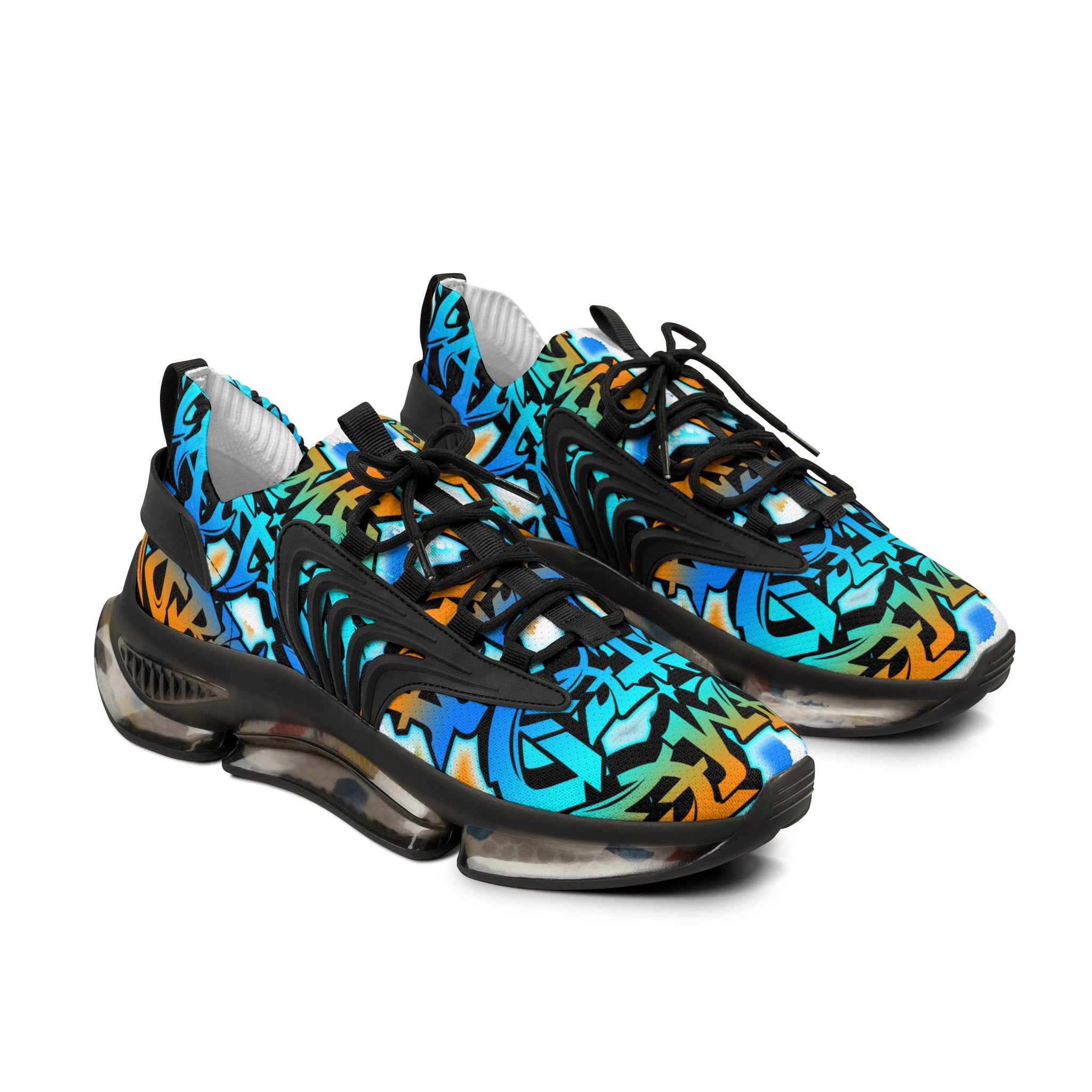 Mesh Sneakers —" Gamer Tatted Foreva" Graffiti Streetwear Athletic Shoes for Men