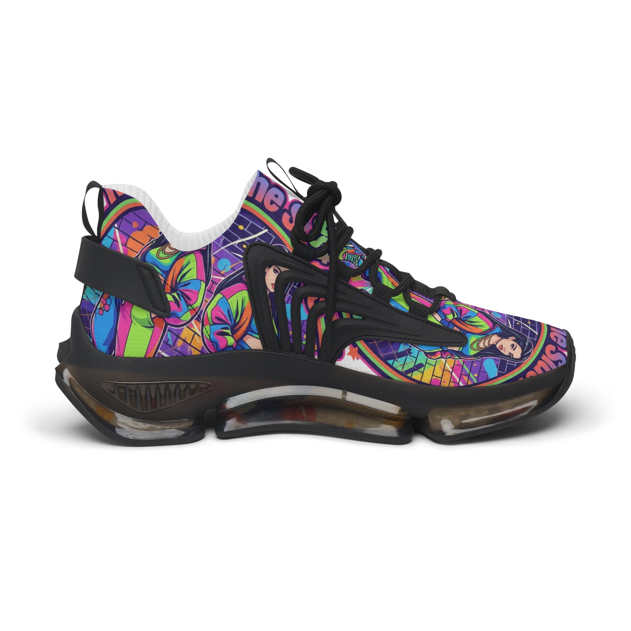 Women’s Mesh Sneakers — "We Own The Sidewalk "Colorful Retro Graphic Streetwear Trainers