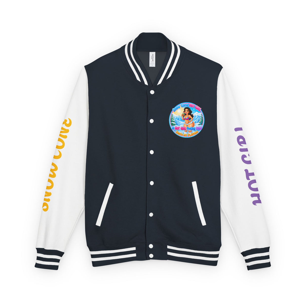 Letterman Jacket — 'SnowCone, Hot Girl' Retro Beach Graphic
