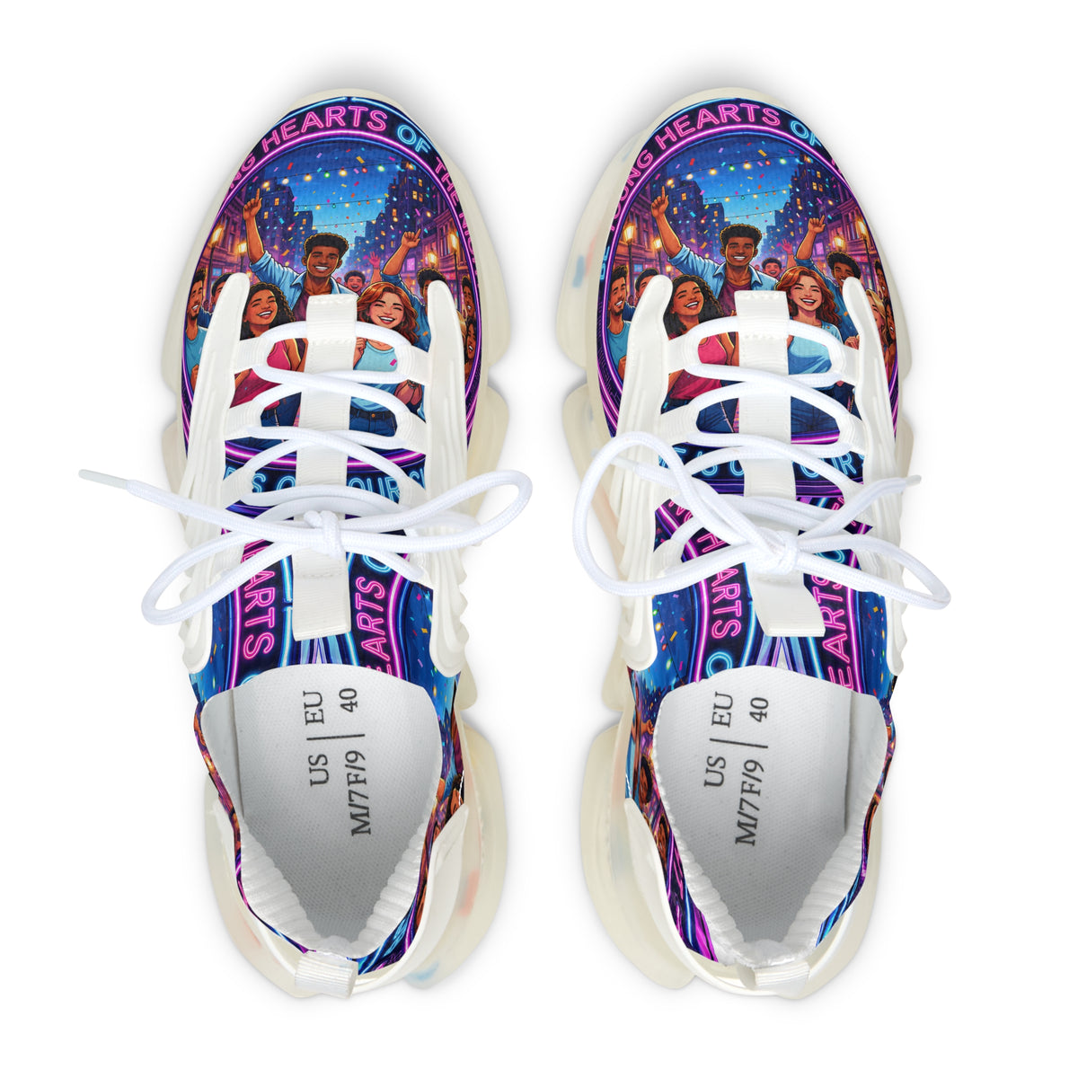 Women’s Mesh Sneakers — Colorful 'Be Young Of Hearts of the Night' Graphic Athletic Shoes