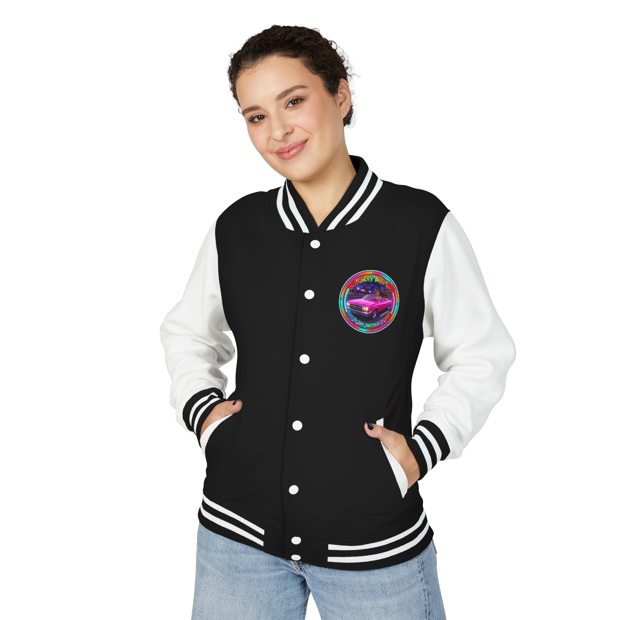 Vintage Neon Car Letterman Jacket