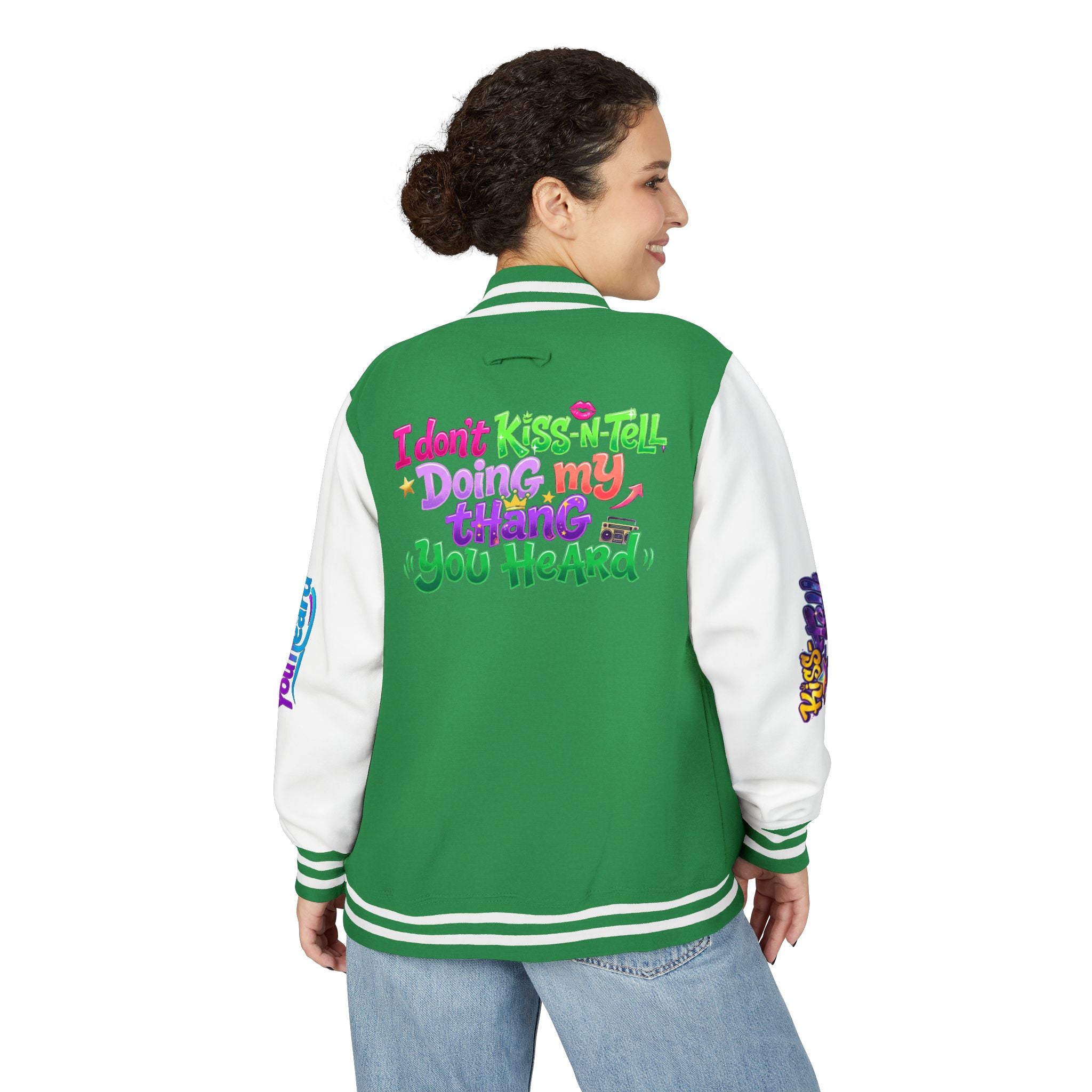 Letterman Jacket — "I Don't Kiss-N-Tell, Doing My Thang You Heard" Colorful Streetwear