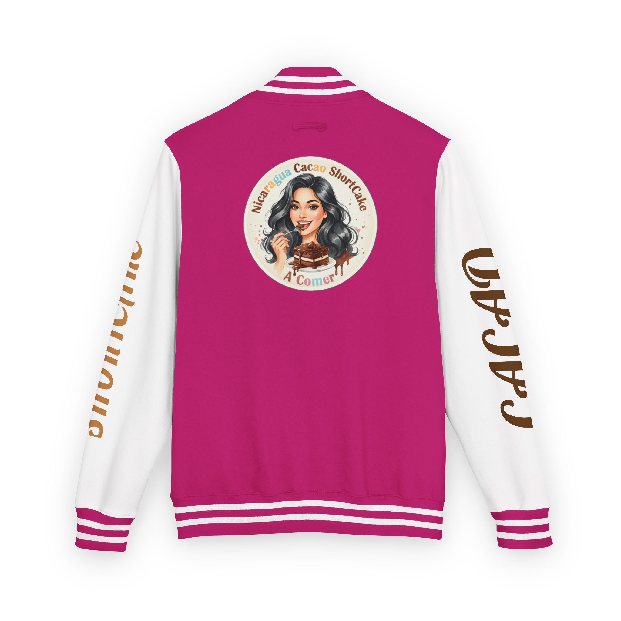 Vintage Pin-Up Letterman Jacket —Cacao Chocolate Shortcake Retro Logo Varsity Jacket