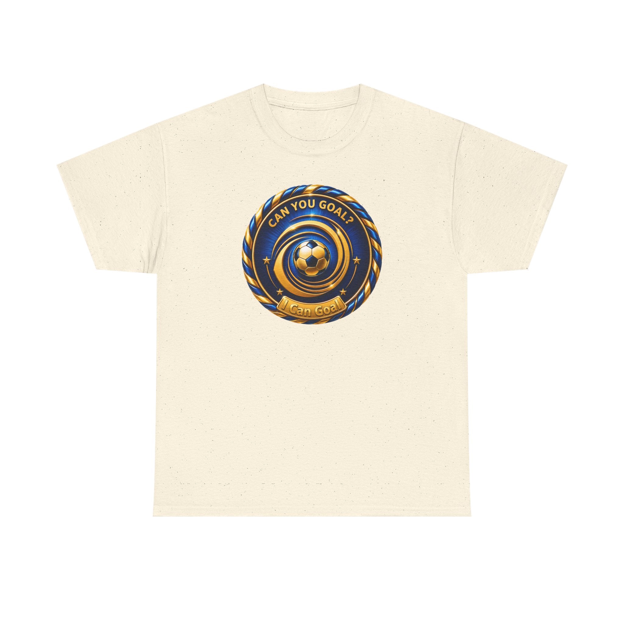 Soccer Badge Tee — "Can You Goal?" Graphic Soccer Shirt