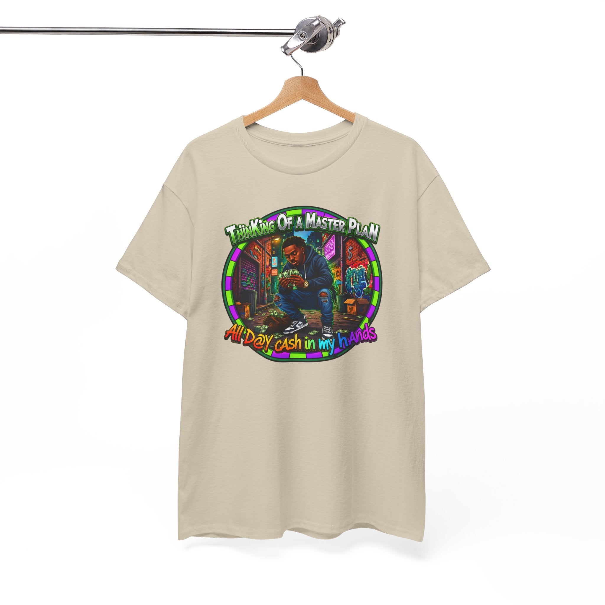T-Shirt — "Thinking of a Master Plan" Colorful Retro Hip-Hop Graphic Tee