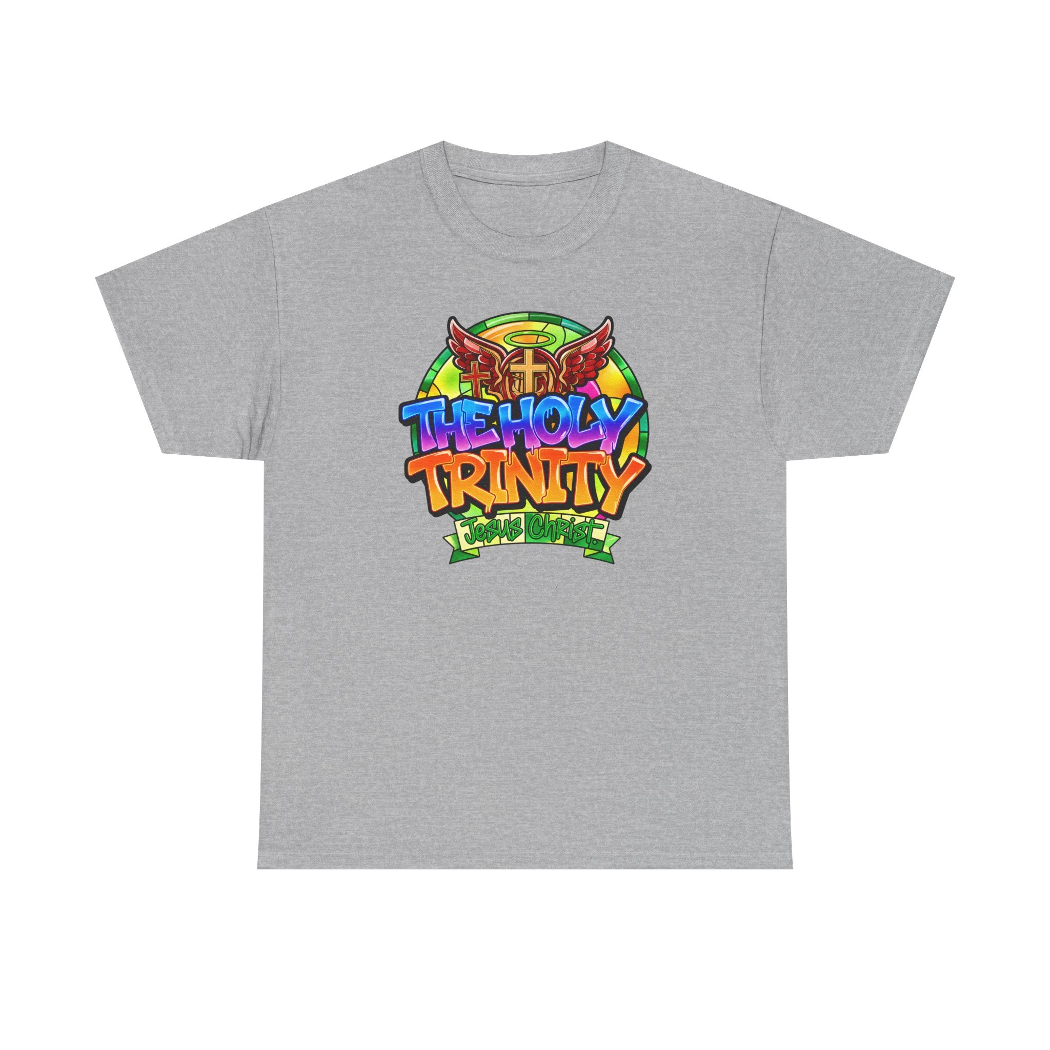 Holy Trinity Graphic Tee — Colorful Faith-Inspired Streetwear T-Shirt