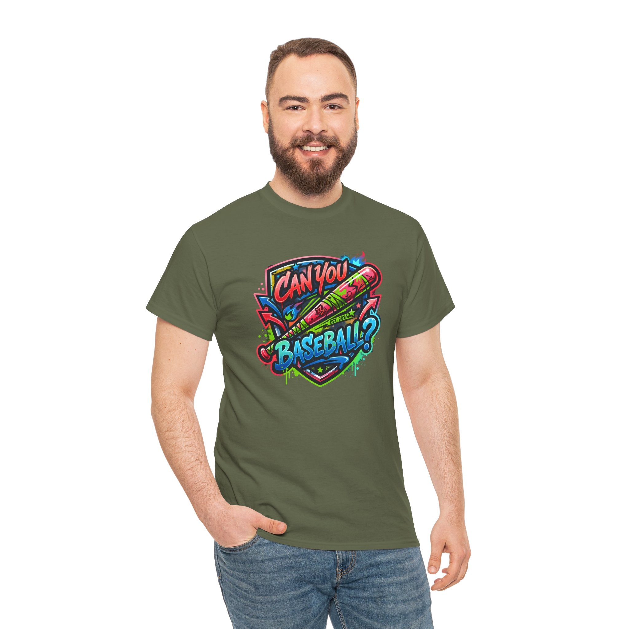 Can You Baseball? T-Shirt — Colorful Retro Baseball Graphic Tee