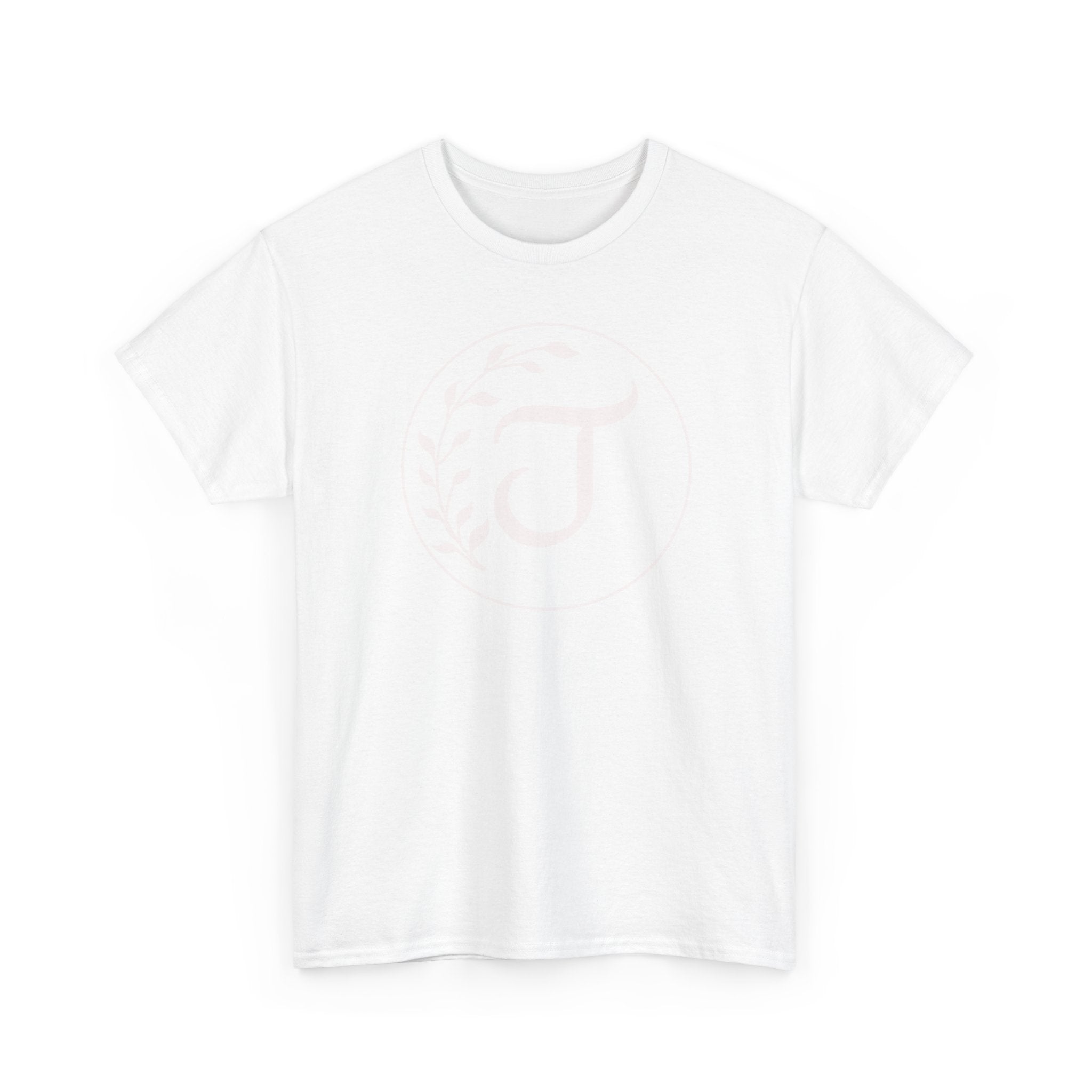 White Tee with Subtle "Floral J " Jesus Christ "— Minimalist Japanese Character T-Shirt