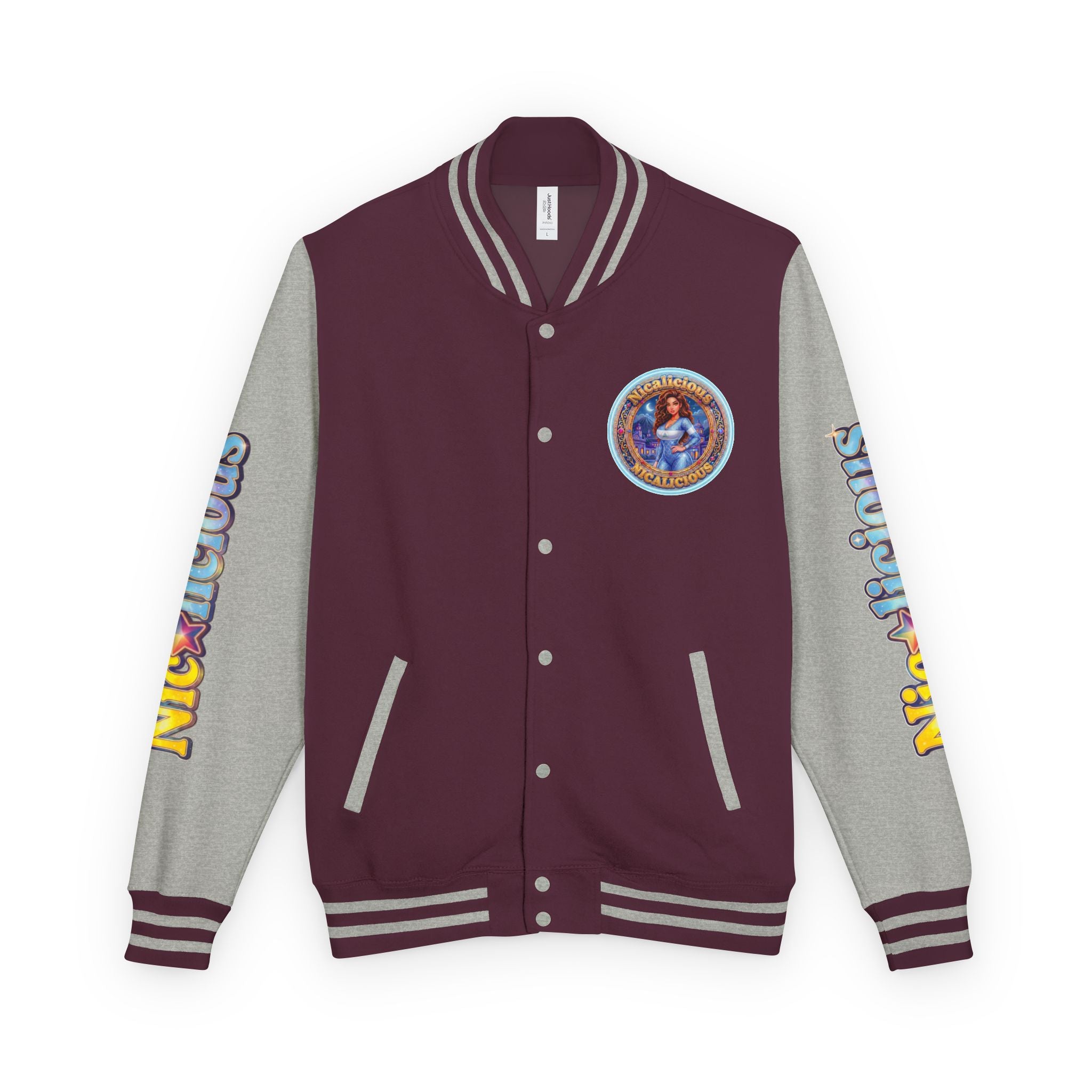 "Nicalicious" Letterman Jacket - Retro Pinup Graphic Varsity Bomber