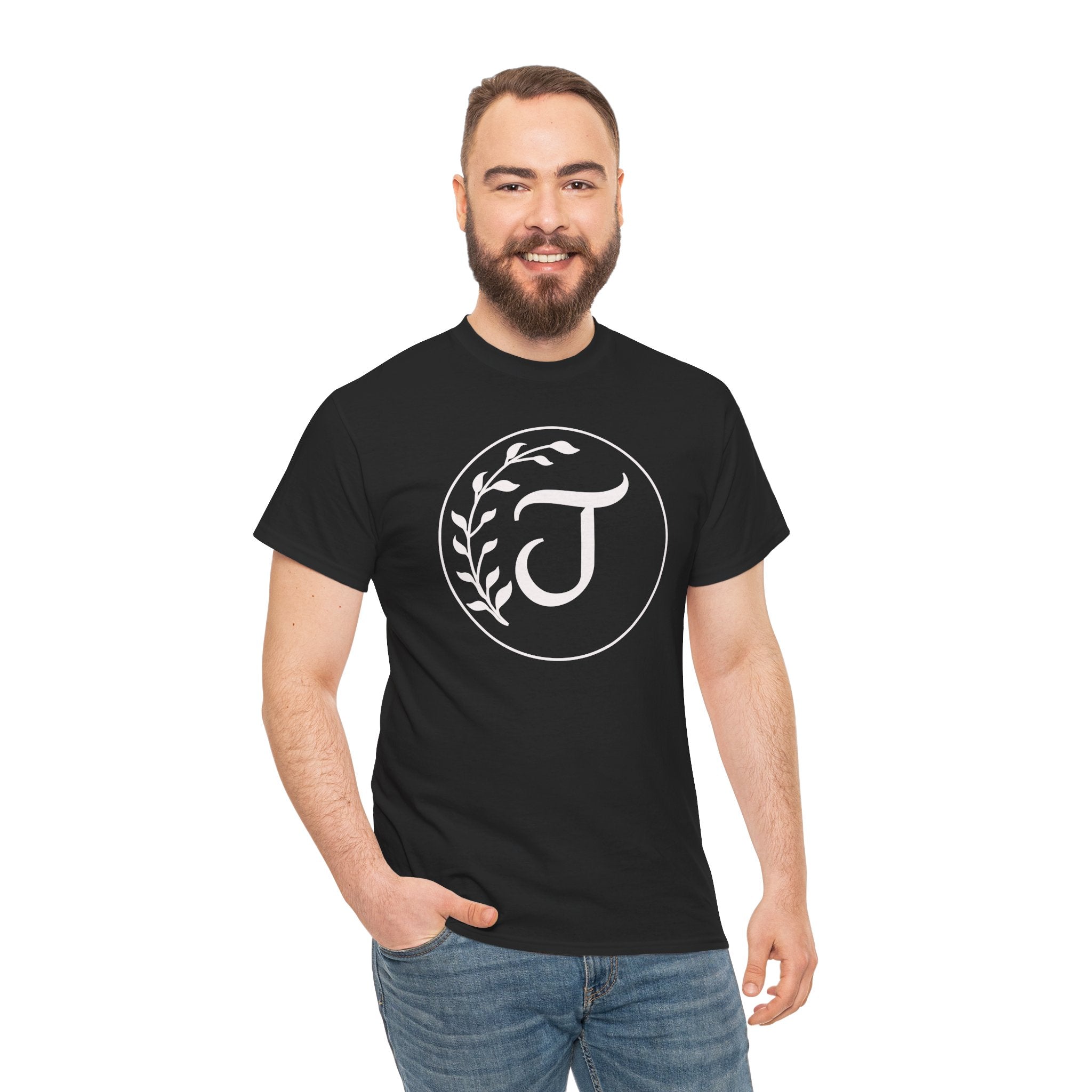 White Tee with Subtle "Floral J " Jesus Christ "— Minimalist Japanese Character T-Shirt