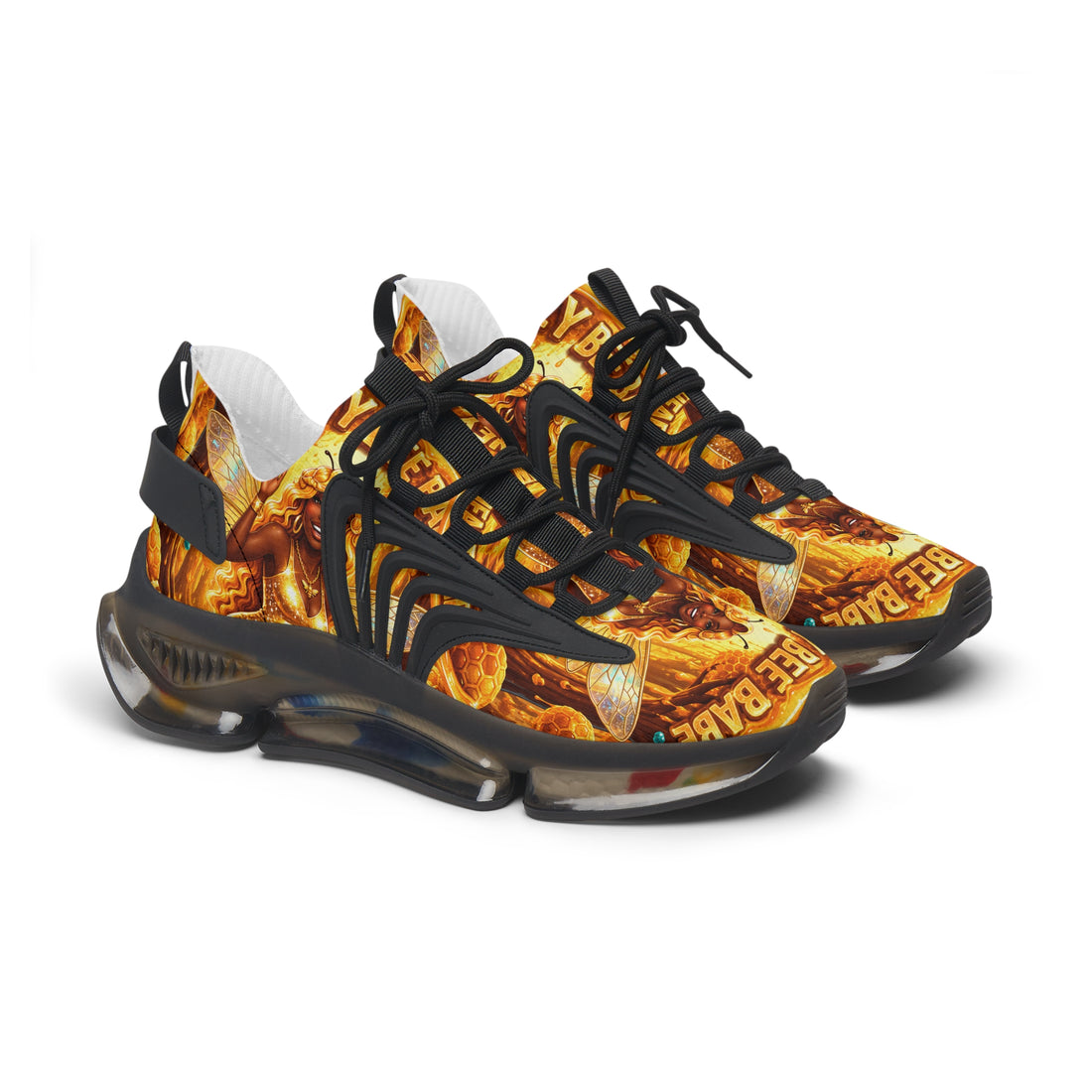 Mesh Sneakers — "Honey Bee Queen" Graphic Women’s Athletic Shoes