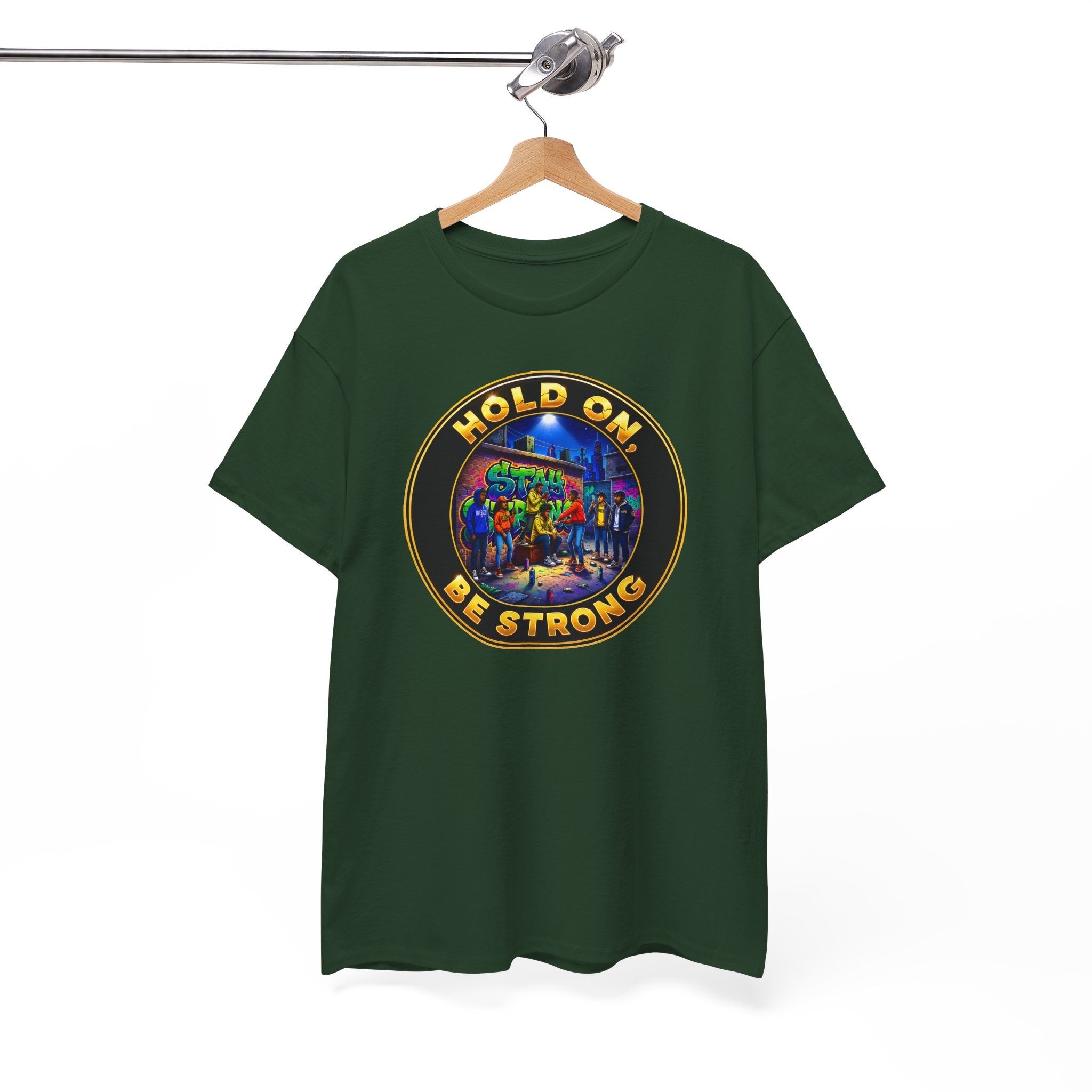 T-Shirt — 'Hold On Be Strong' Inspirational Retro Circle Graphic Tee