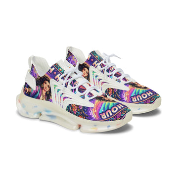 Mesh Sneakers — Colorful 'Crush Hour' Graphic Women's Athletic Shoes