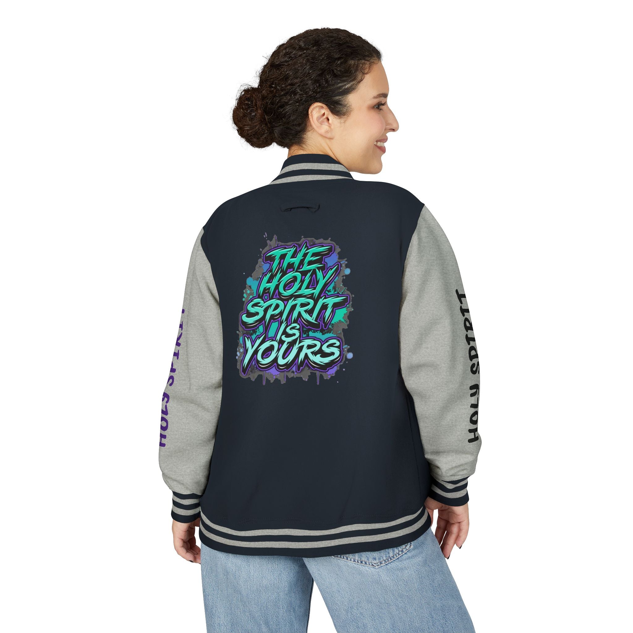 Letterman Jacket — "The Holy Spirit Is Yours" Graphic