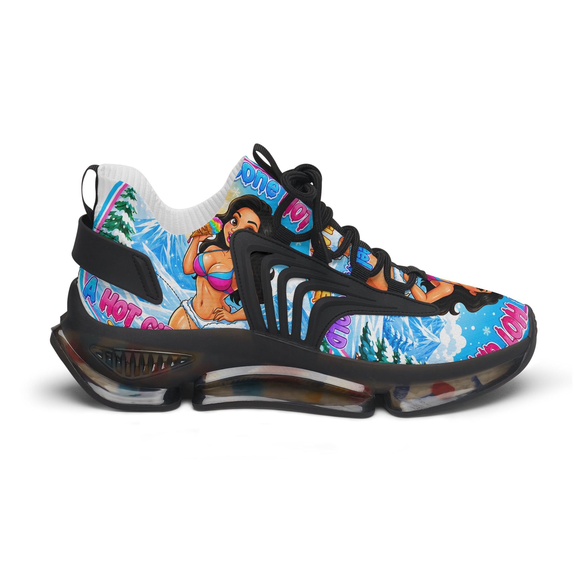 Women's Mesh Sneakers —"Snow Cone Hot Girl "Tropical Beach Babe Graphic Sneakers
