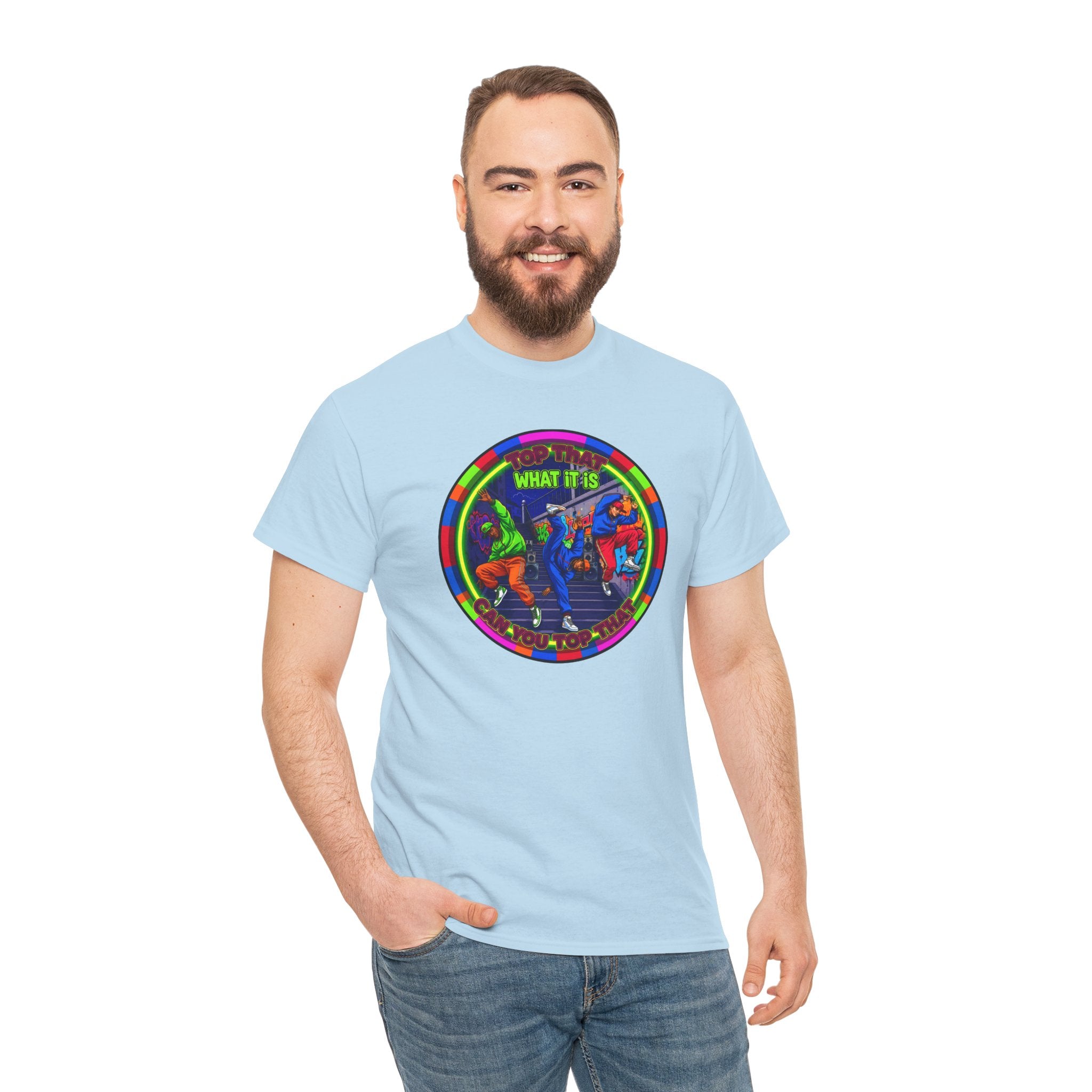 Dance Crew T-Shirt – "Top That What It Is" Retro Neon Graphic Tee