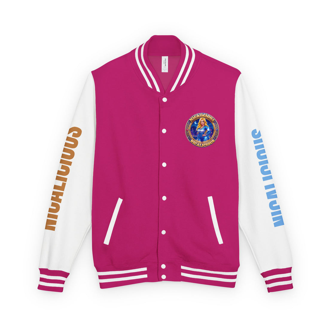 Letterman Jacket — 'Nicalicious' Retro Varsity Jacket with Angel Crest