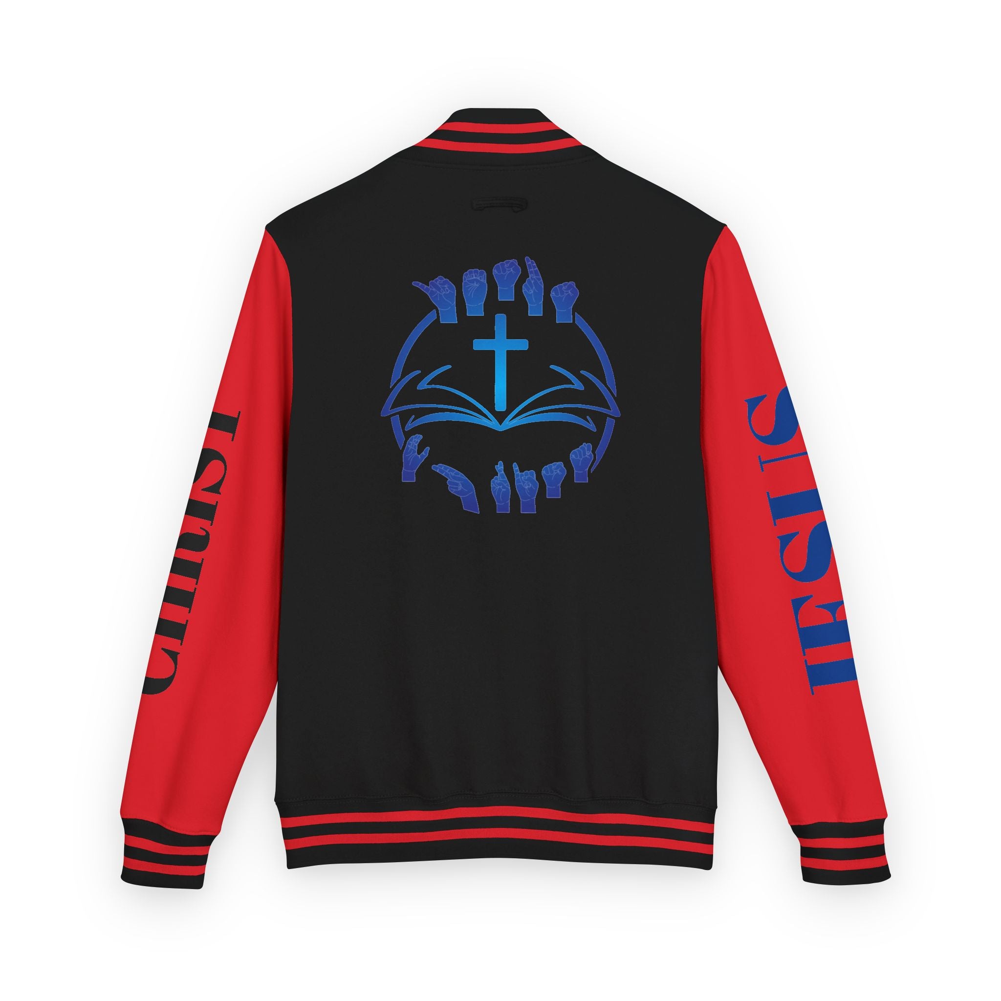 Christian Cross Letterman Jacket — Faith Crewneck Varsity Jacket