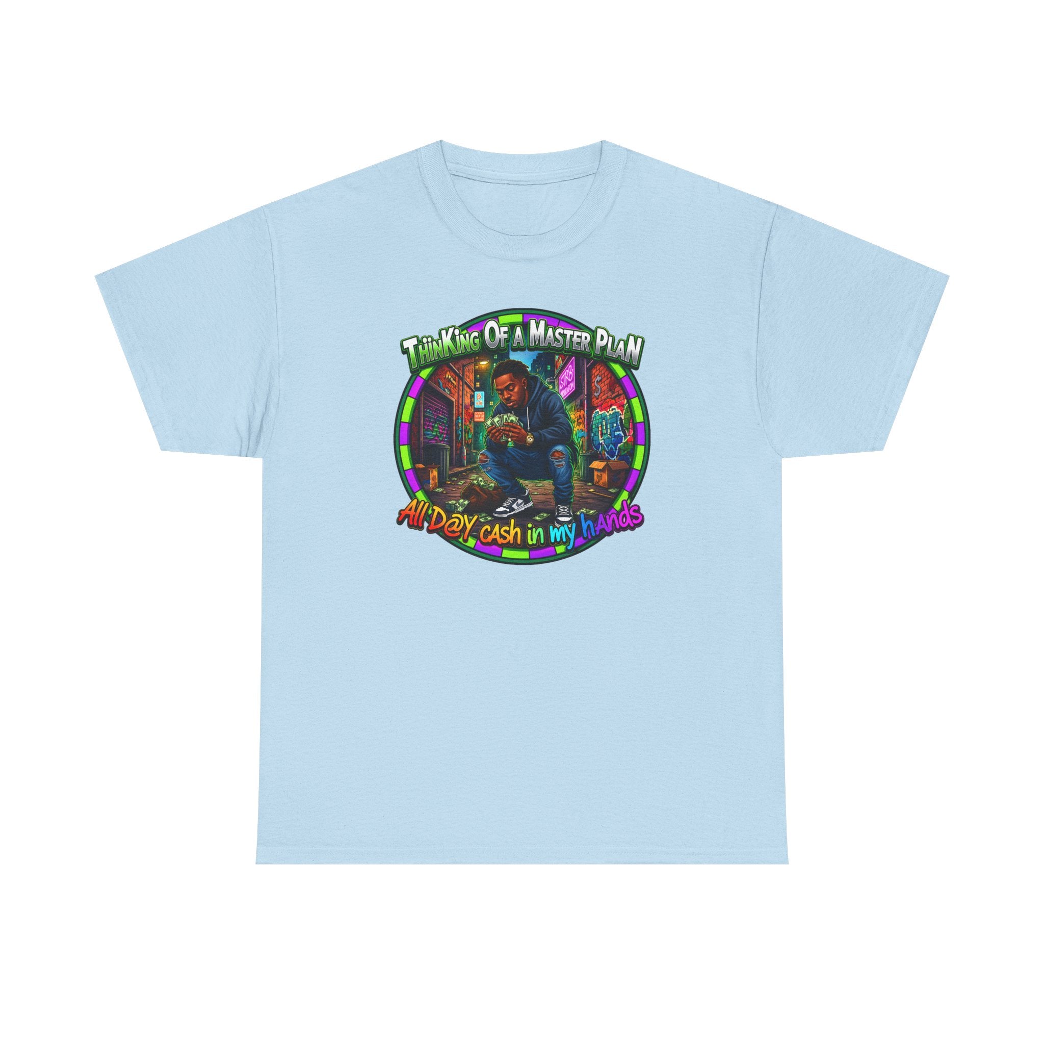 T-Shirt — "Thinking of a Master Plan" Colorful Retro Hip-Hop Graphic Tee
