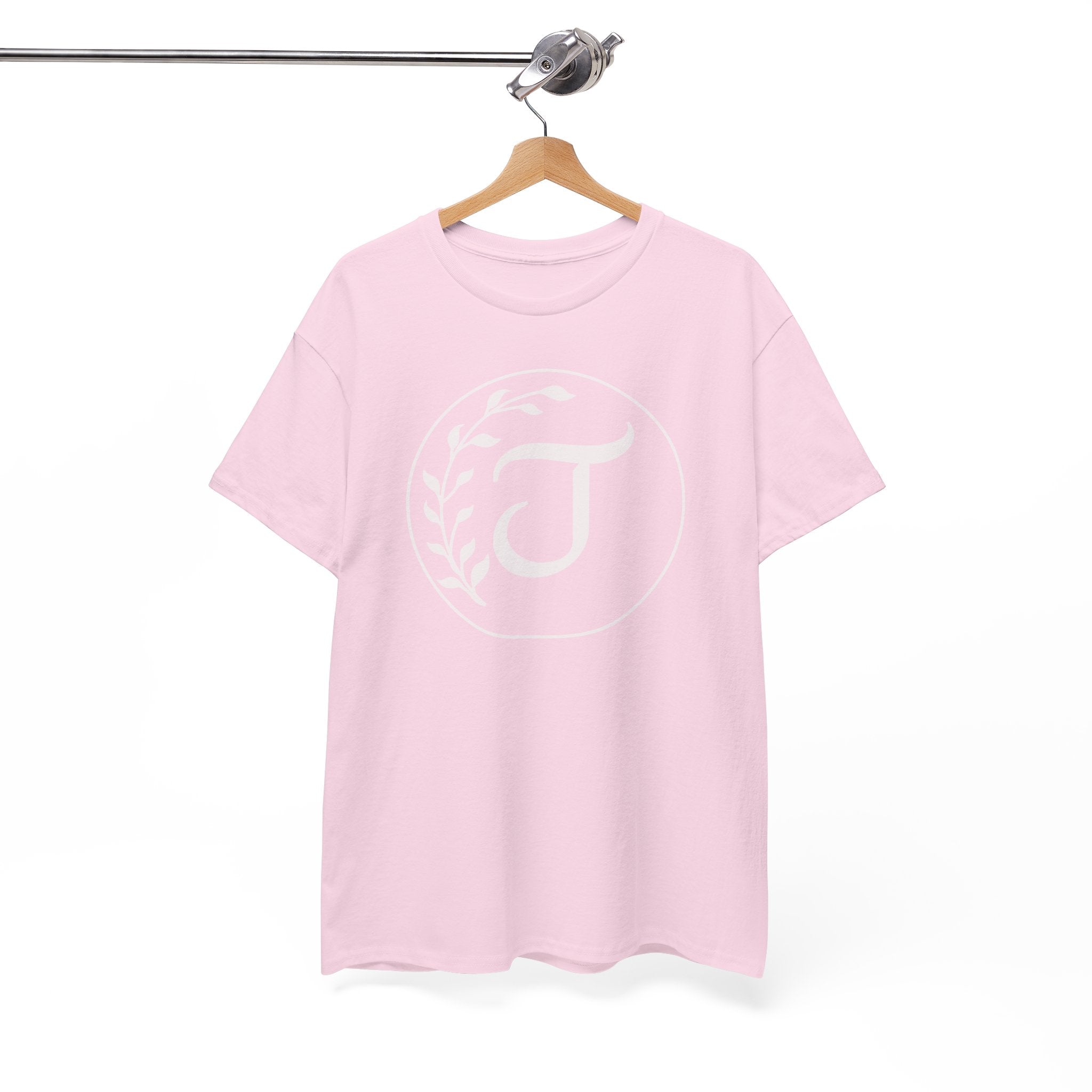 White Tee with Subtle "Floral J " Jesus Christ "— Minimalist Japanese Character T-Shirt