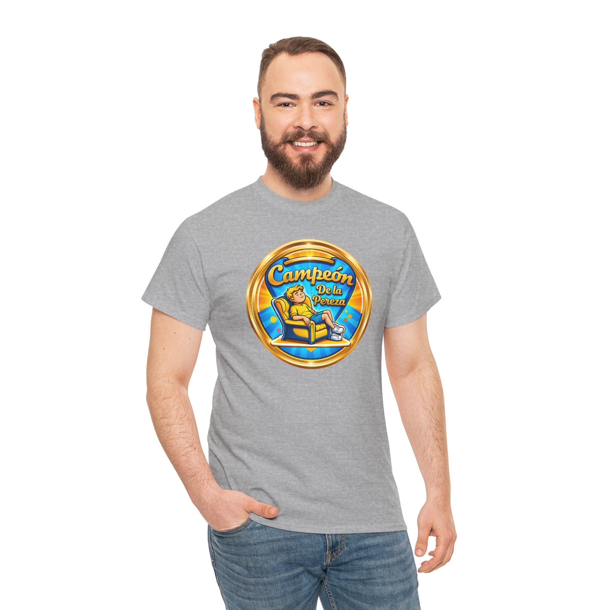 "Campeón De La Pereza" Tee — Gold Badge Adventure T‑Shirt