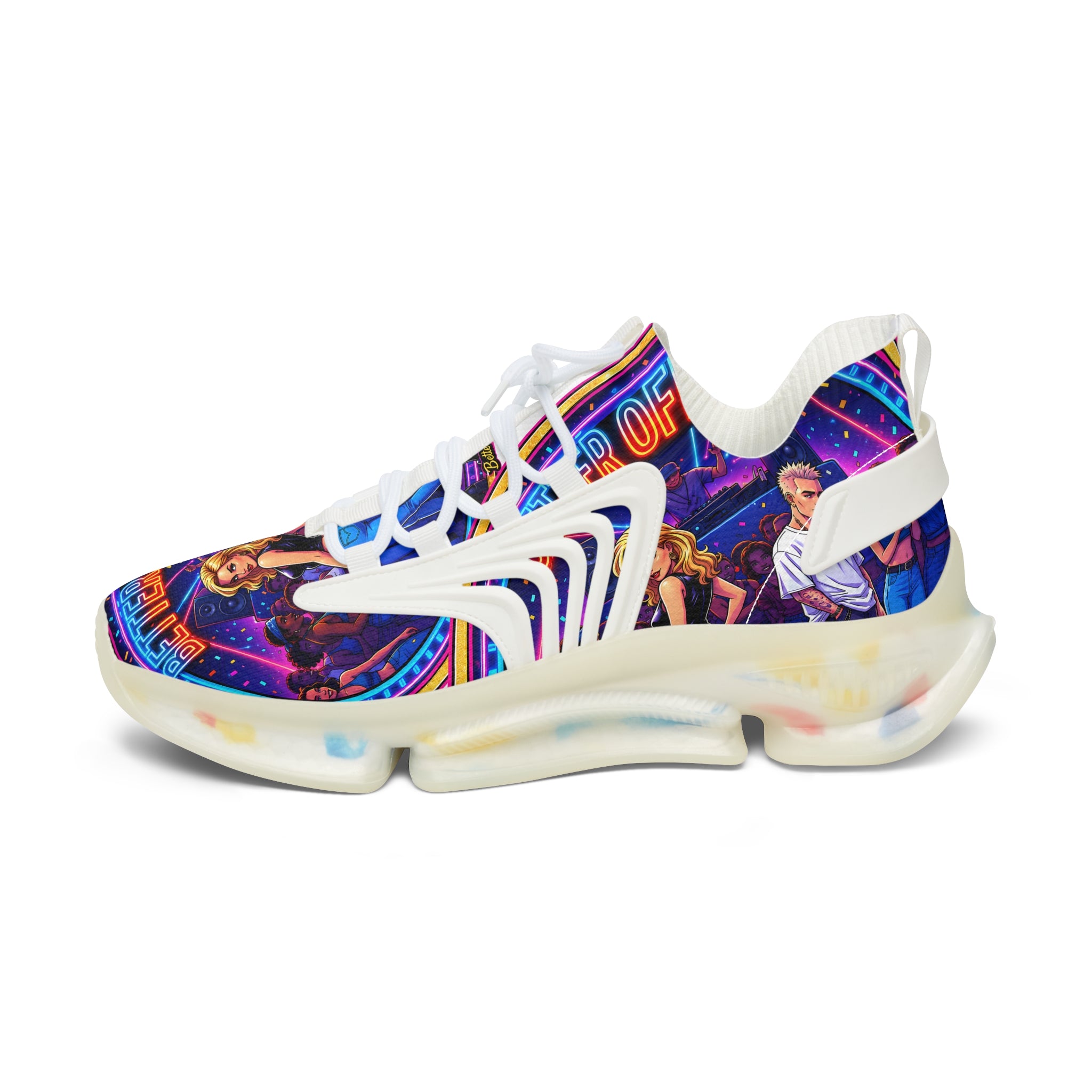 Mesh Sneakers — Retro Neon Graphic Women’s Trainers