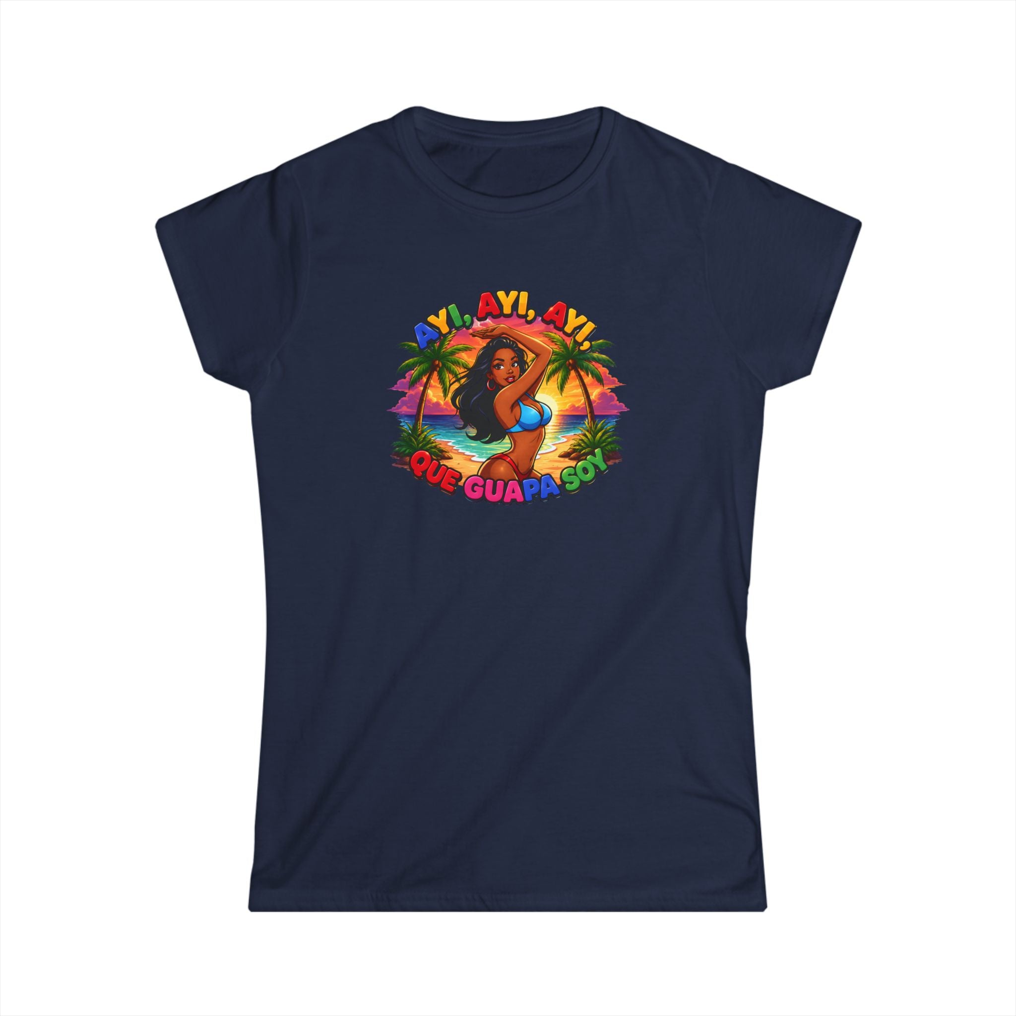 Women's Tee — Tropical ''Ayi, Ayi, Ayi Que GuapaSoy'' Beach Vibes Graphic Shirt